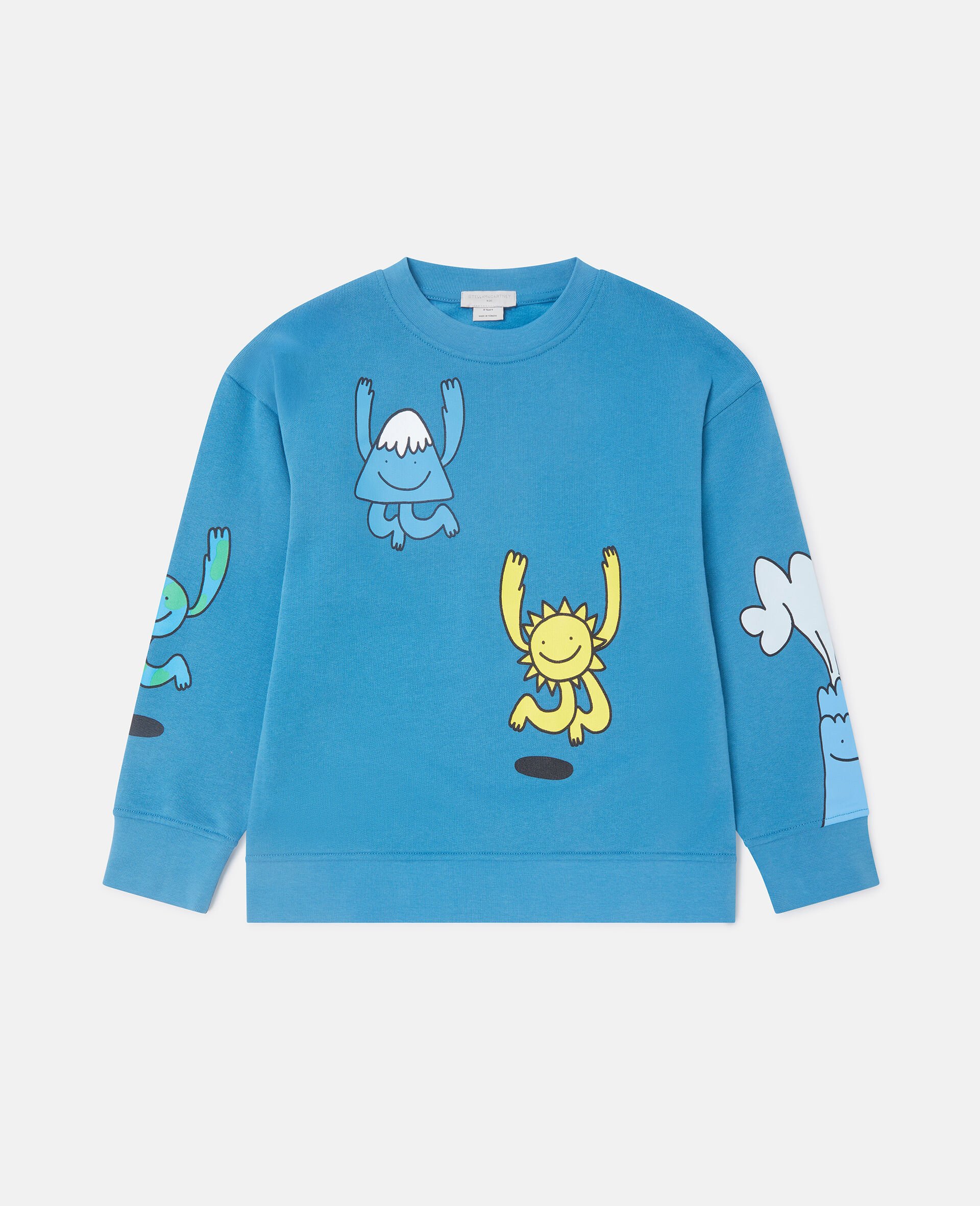 Sweatshirt mit Earth Friends Print und Rundhalsausschnitt-Blau-medium