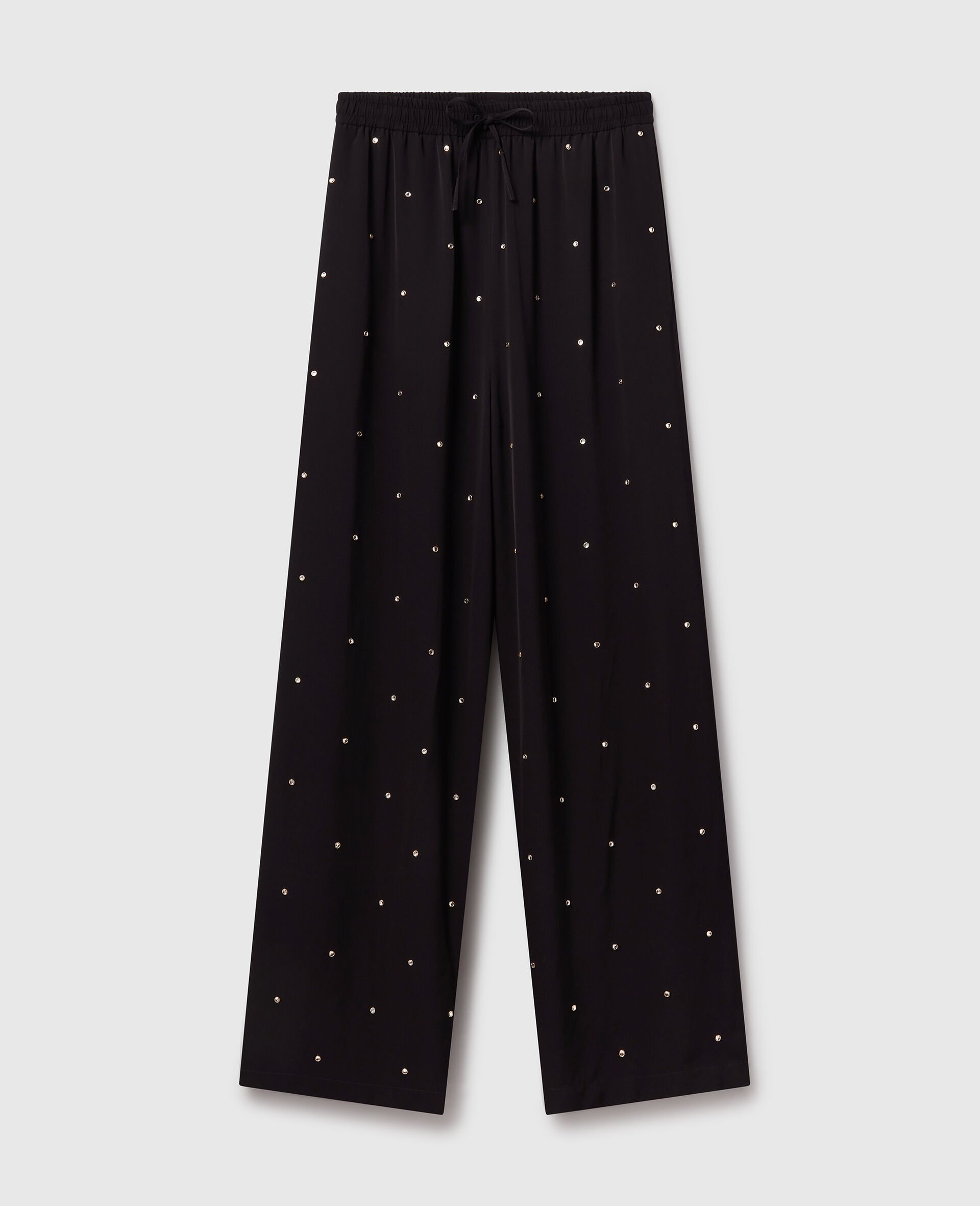 Lead-Free Crystal High-Rise Wide-Leg Trousers-Black-large image number 0