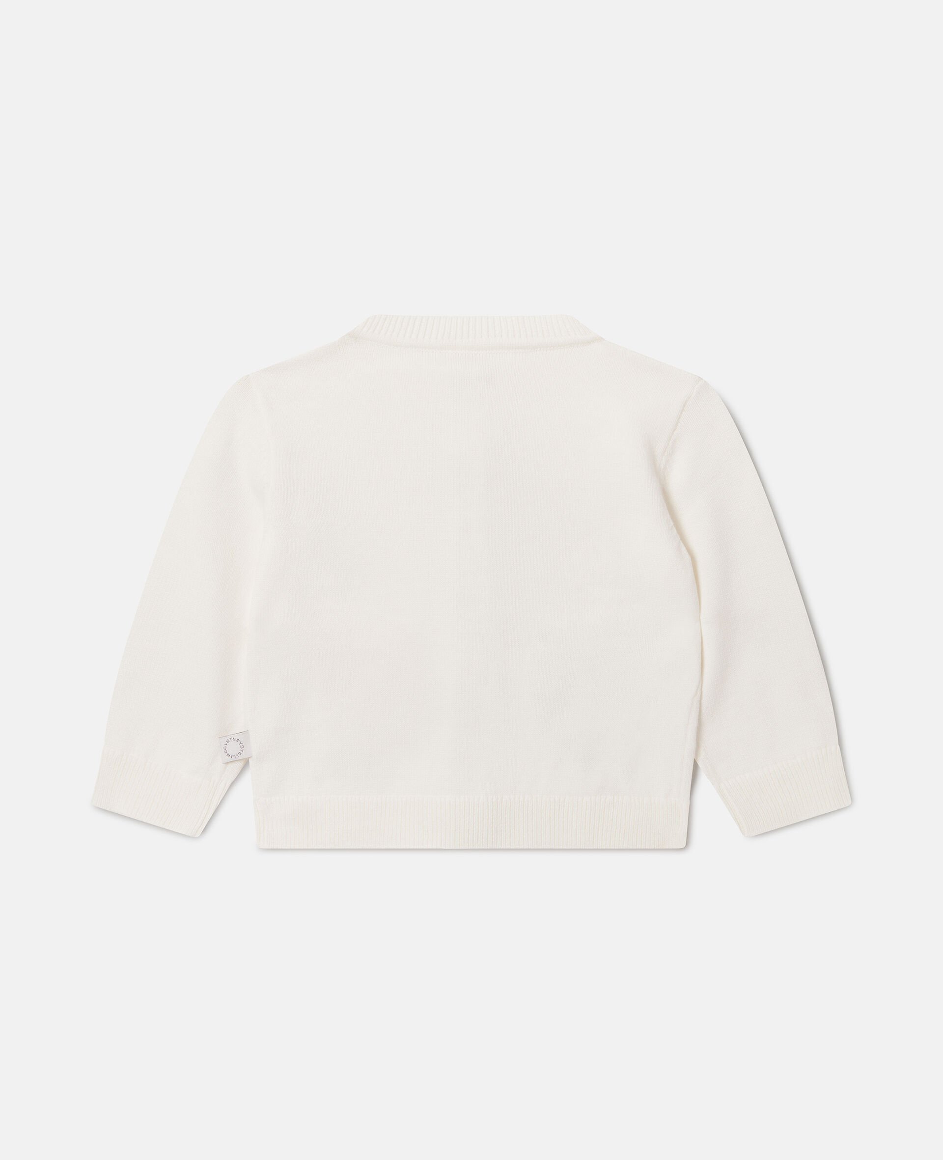 Motif Pocket Cotton Cardigan-White-large image number 2