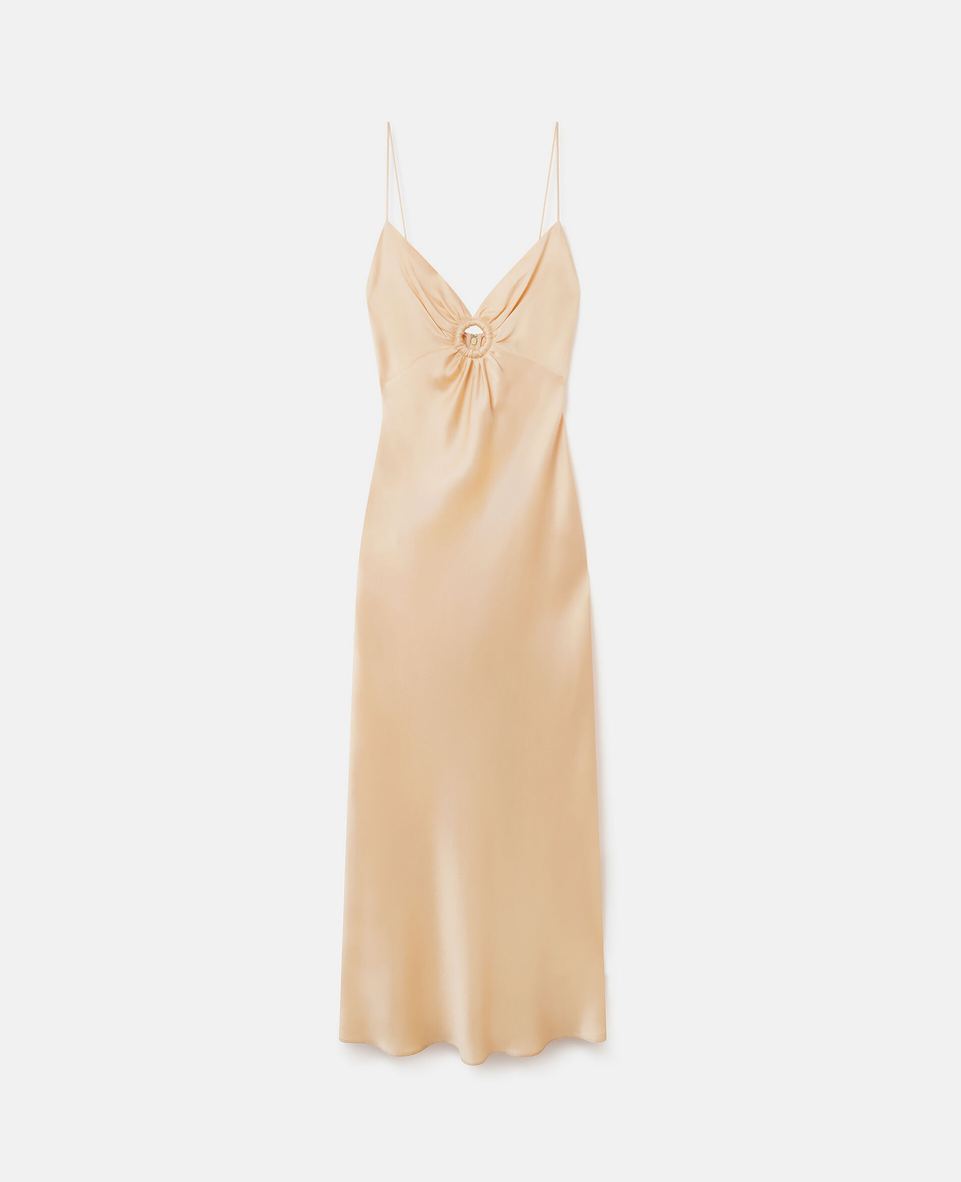 Ring Detail Double Satin Maxi Dress-White-large image number 0