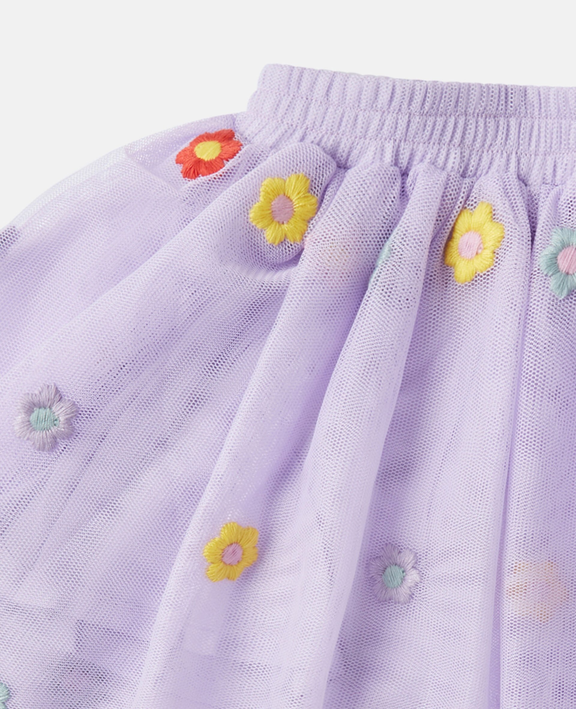フラワーエンブロイダリー チュールスカート-Purple-medium フラワーエンブロイダリー チュールスカート-Purple-medium