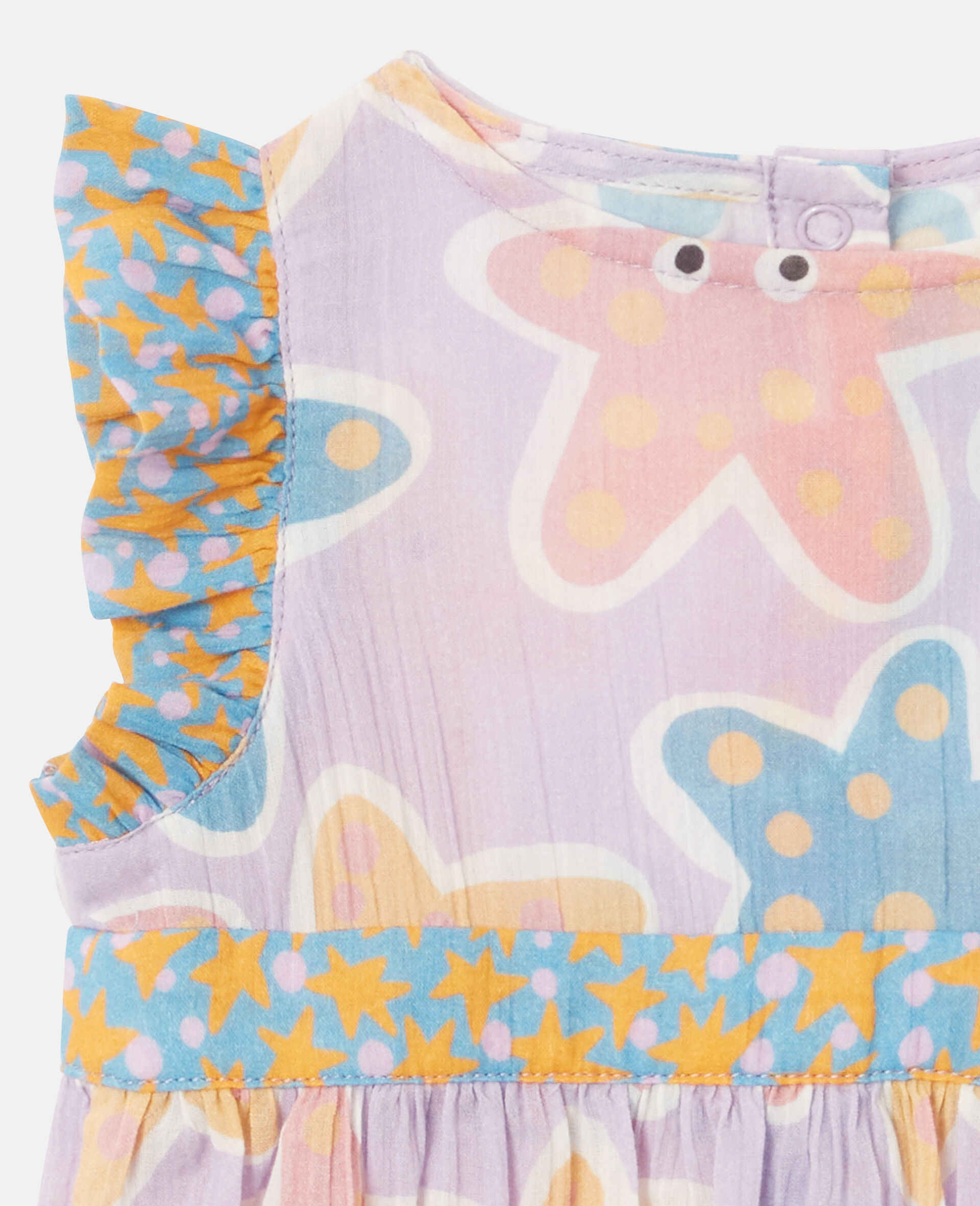 Starfish Print Cotton Romper-Purple-medium