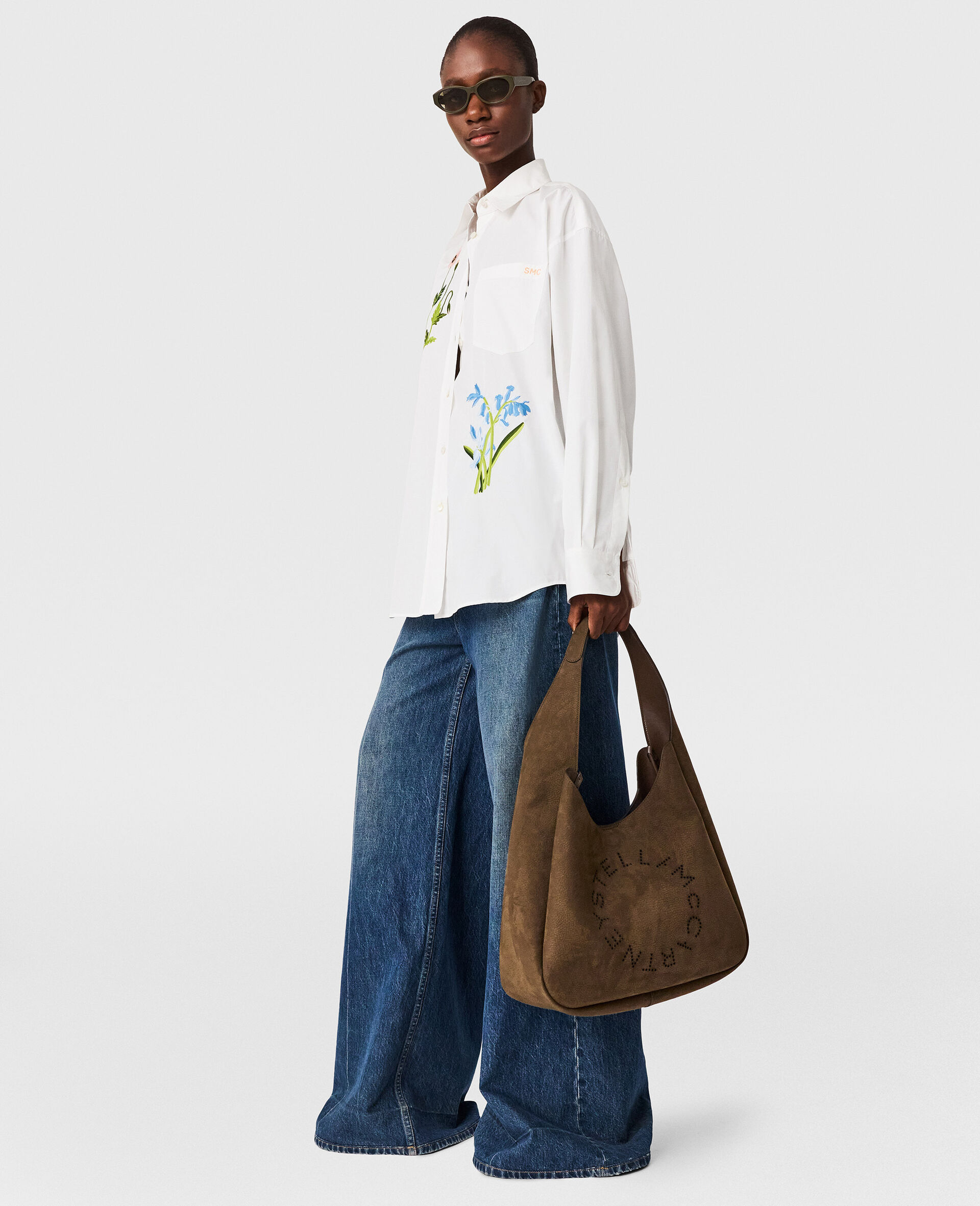 Floral Embroidered Shirt-白色-large image number 5