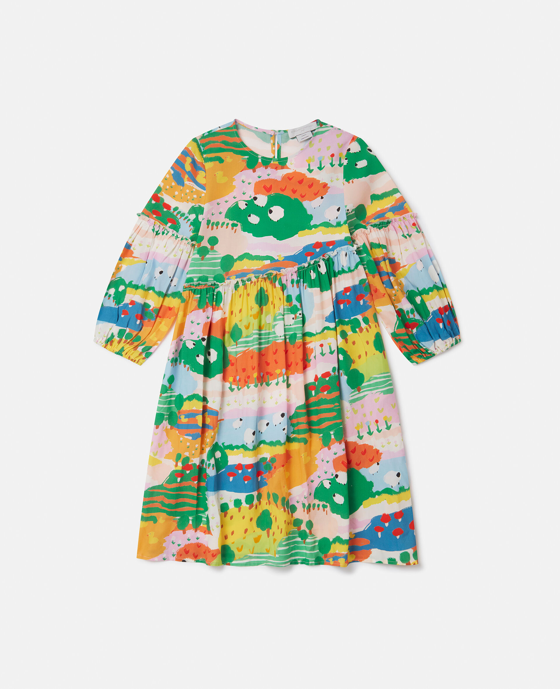 Farmyard Print Long-Sleeve Dress-Multicolour-large image number 0