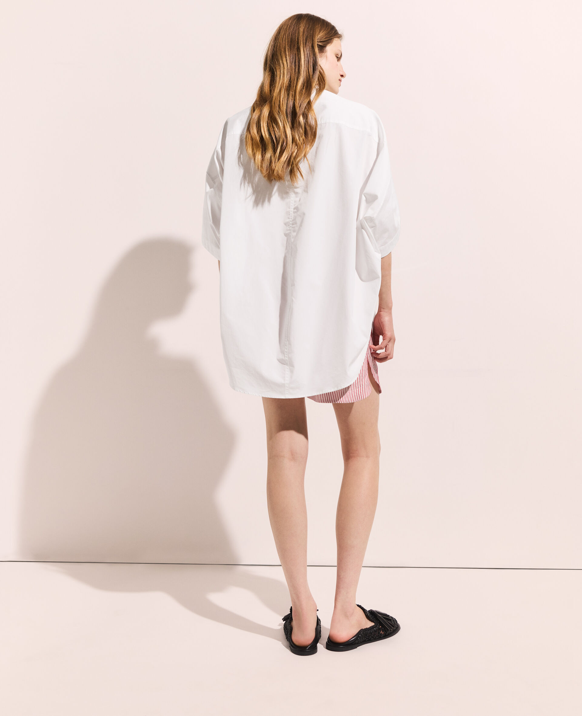 Short Sleeve Panelled Shirt-White-large image number 4