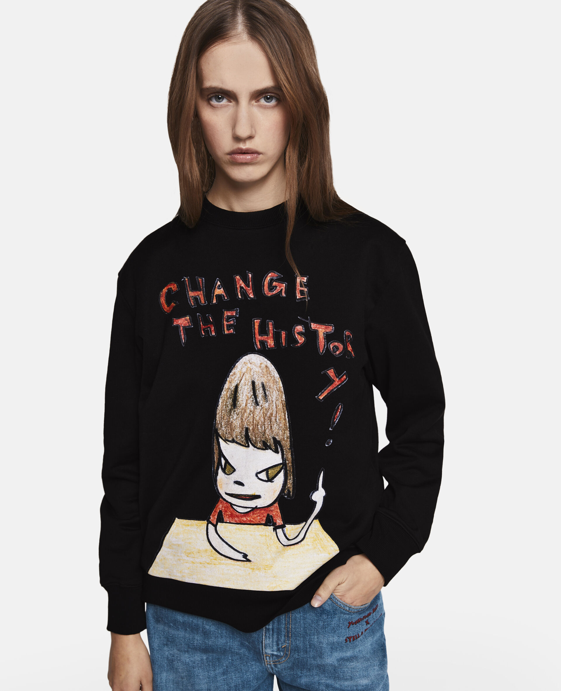 Change the History Cotton Sweatshirt-Black-large image number 4