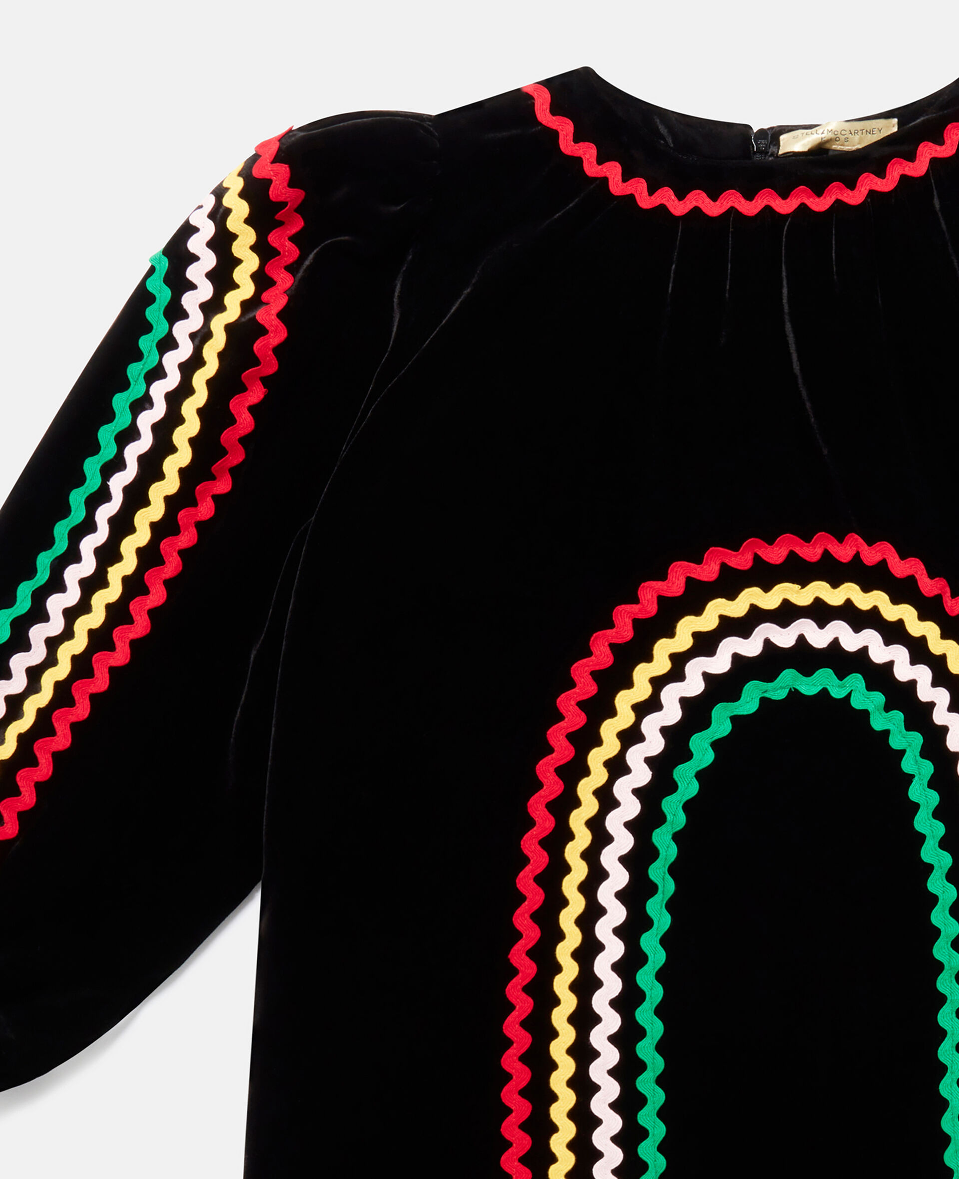 彩虹缎带桑蚕丝连衣裙-黑色-large image number 1