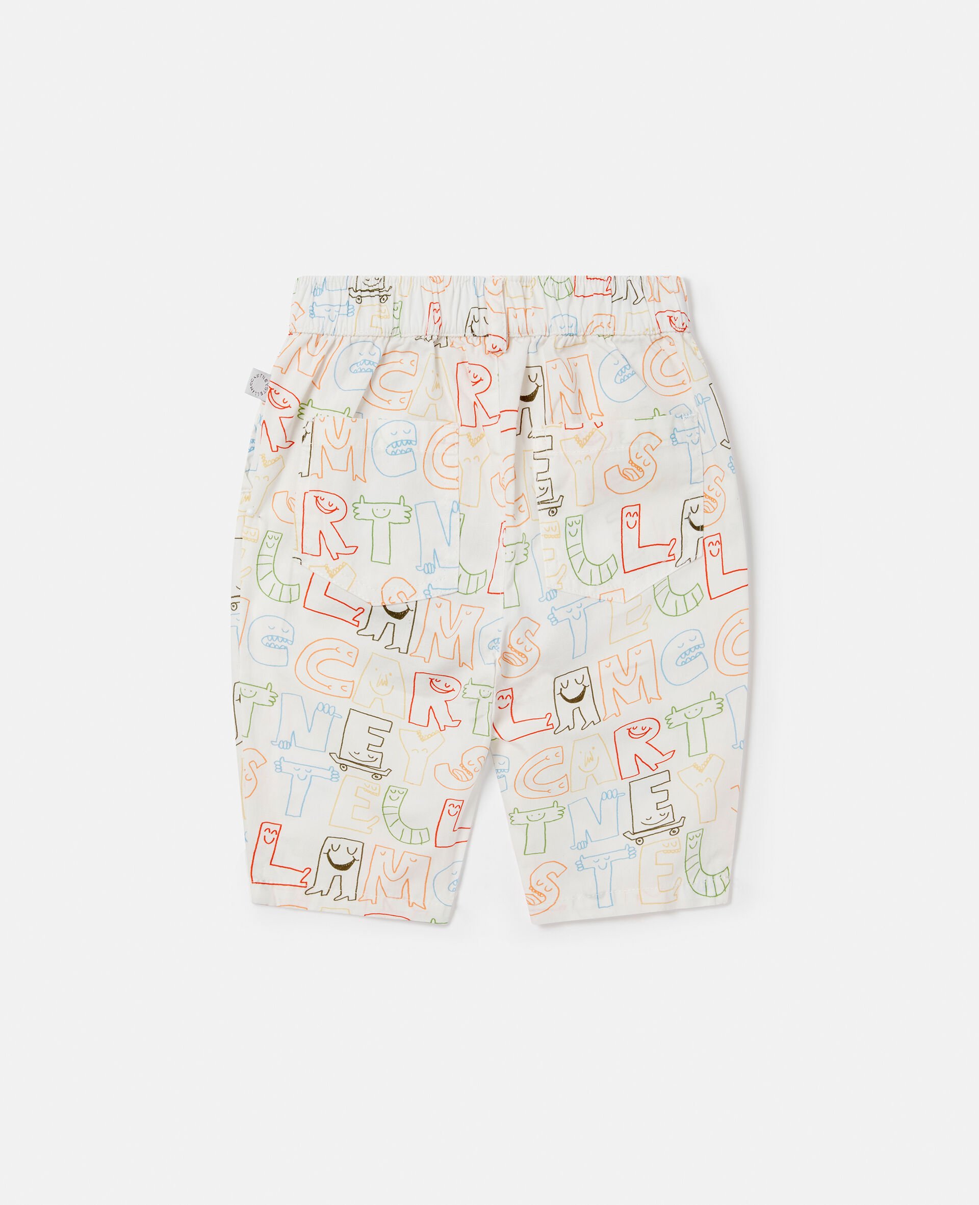 Lettering Print Trousers-Cream-large image number 2