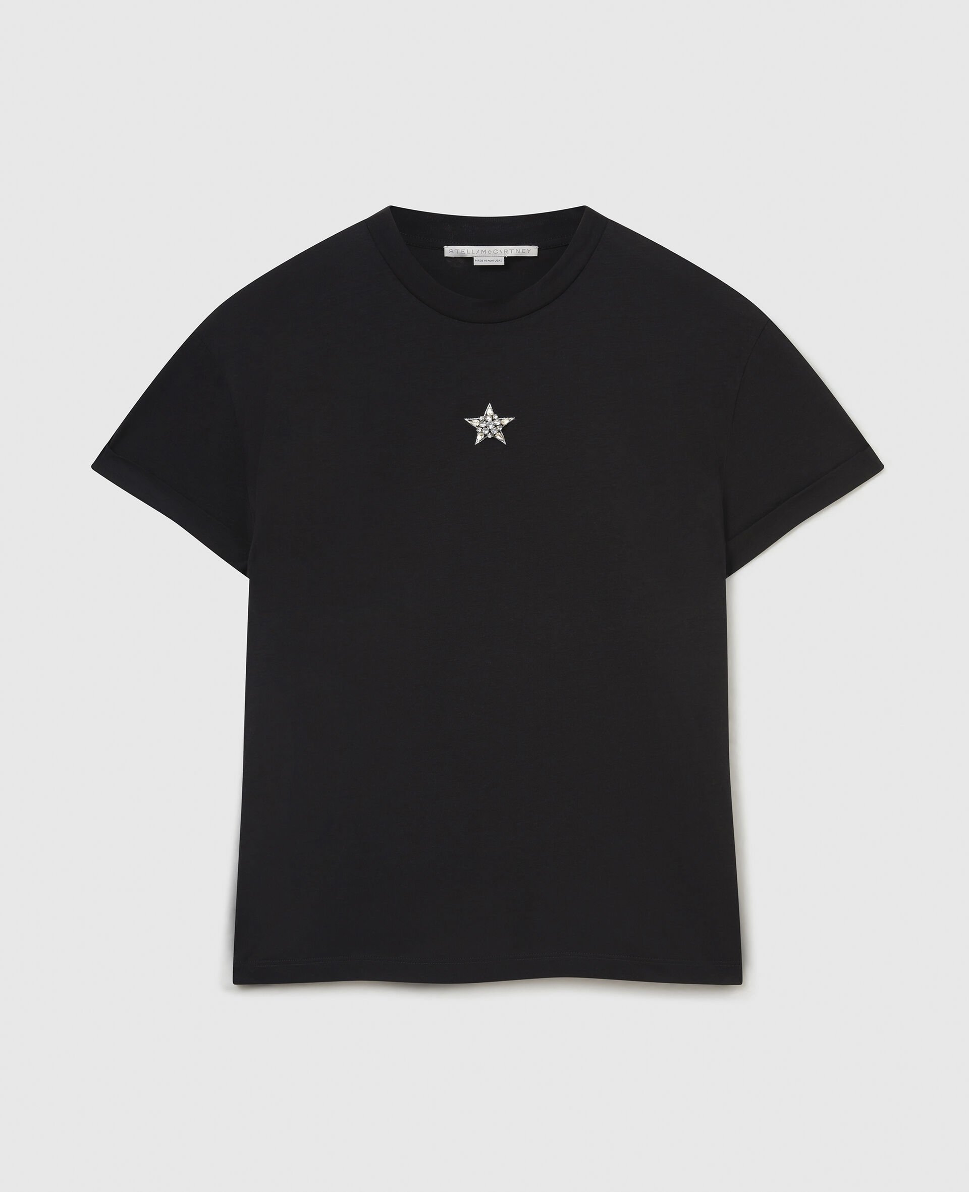 Crystal Star Embroidered T-Shirt-White-medium
