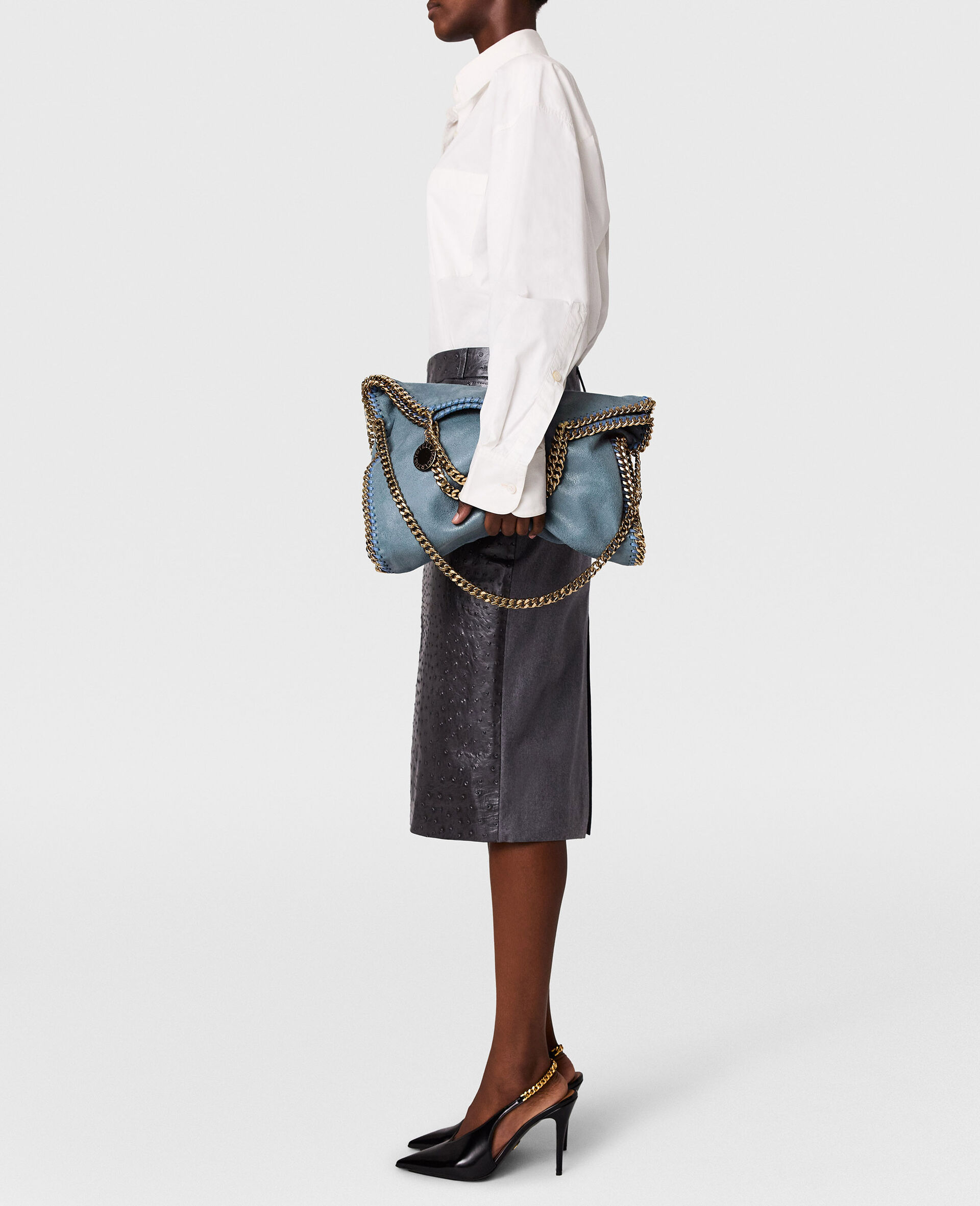 Ostrich Texture Midi Skirt-Grey-large image number 6