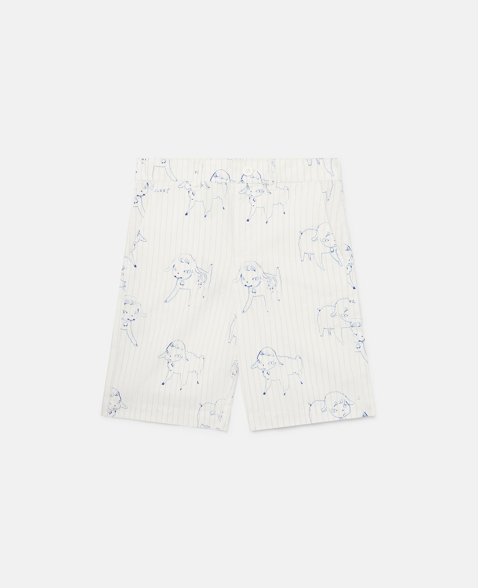 'Untitled' Print Pinstripe Shorts-White-large