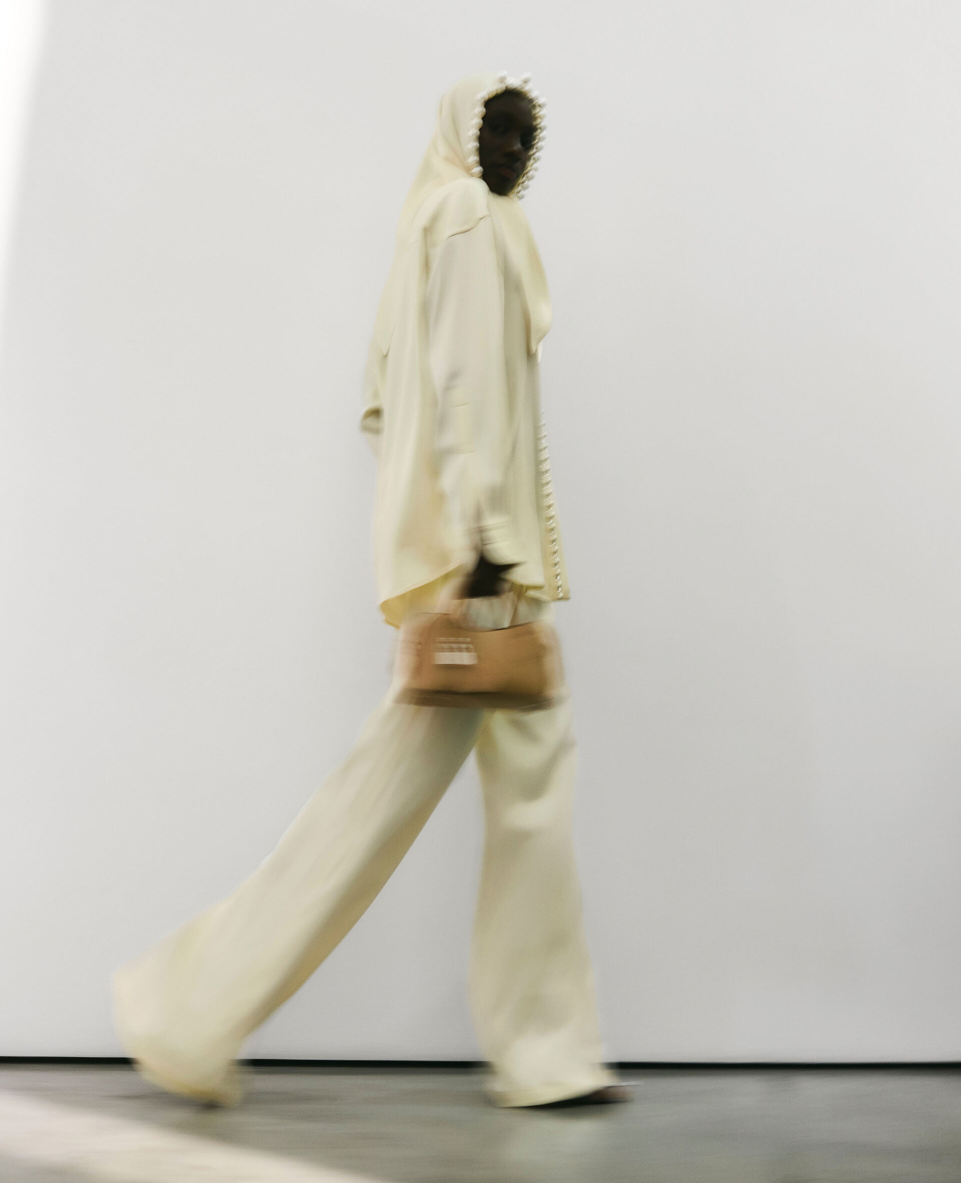 Oversized Drawstring Satin Trousers-Yellow-large image number 5