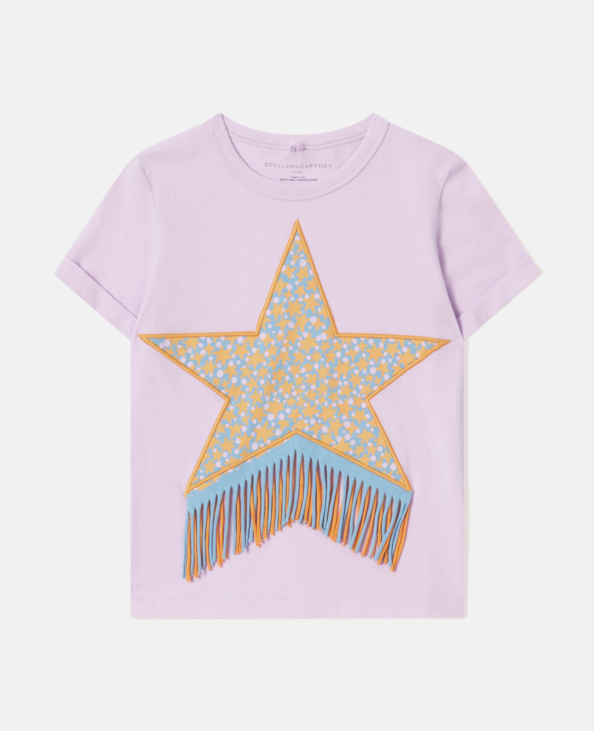 Maglietta con Frange e Grafica Stella-Viola-medium