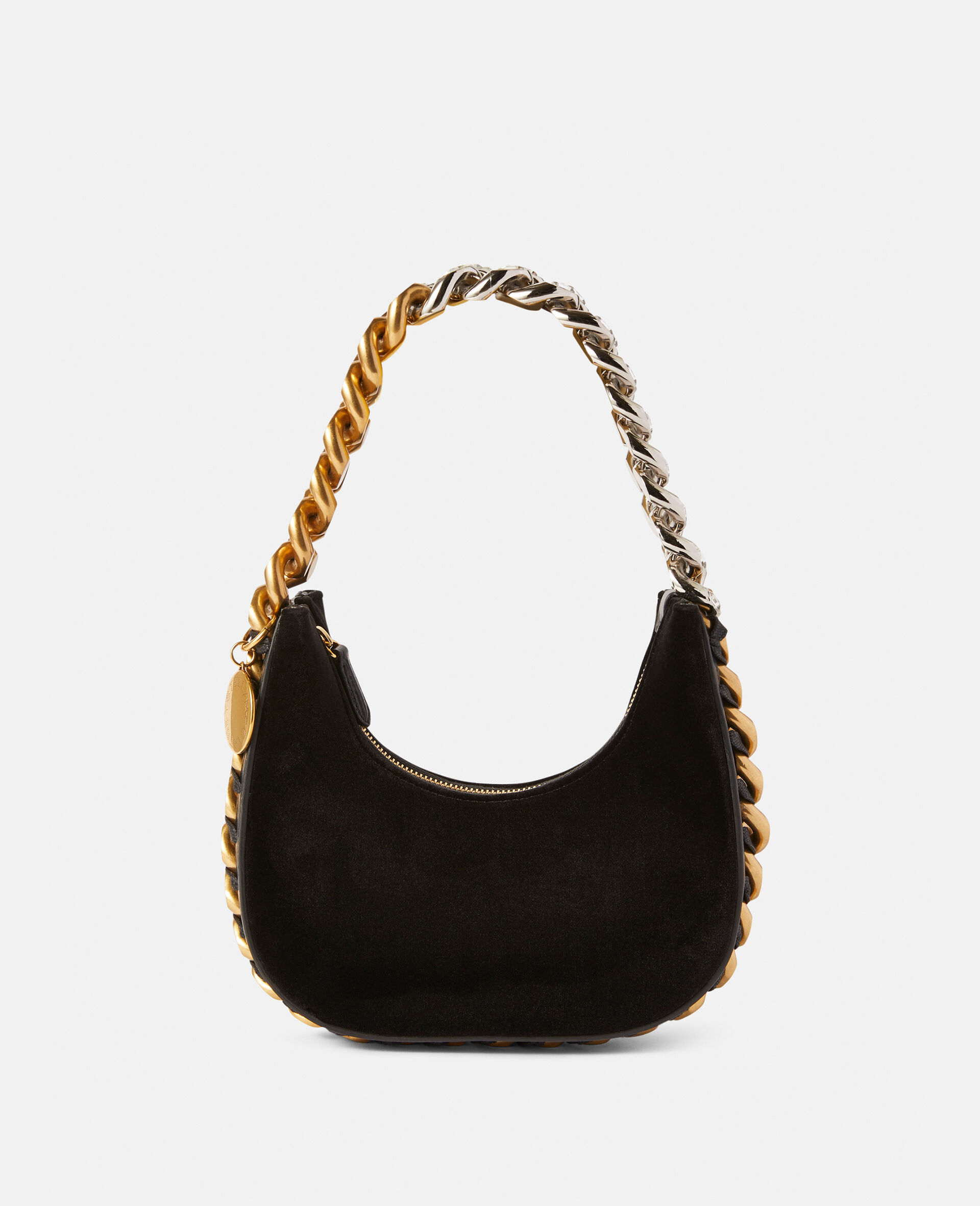 Frayme Mini Velvet and Crystal Chain Shoulder Bag -Black-large
