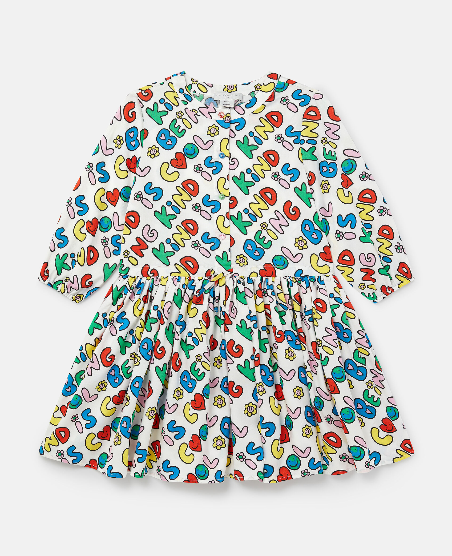 Robe a manches longues avec texte imprime Earth Friends-Blanc-medium