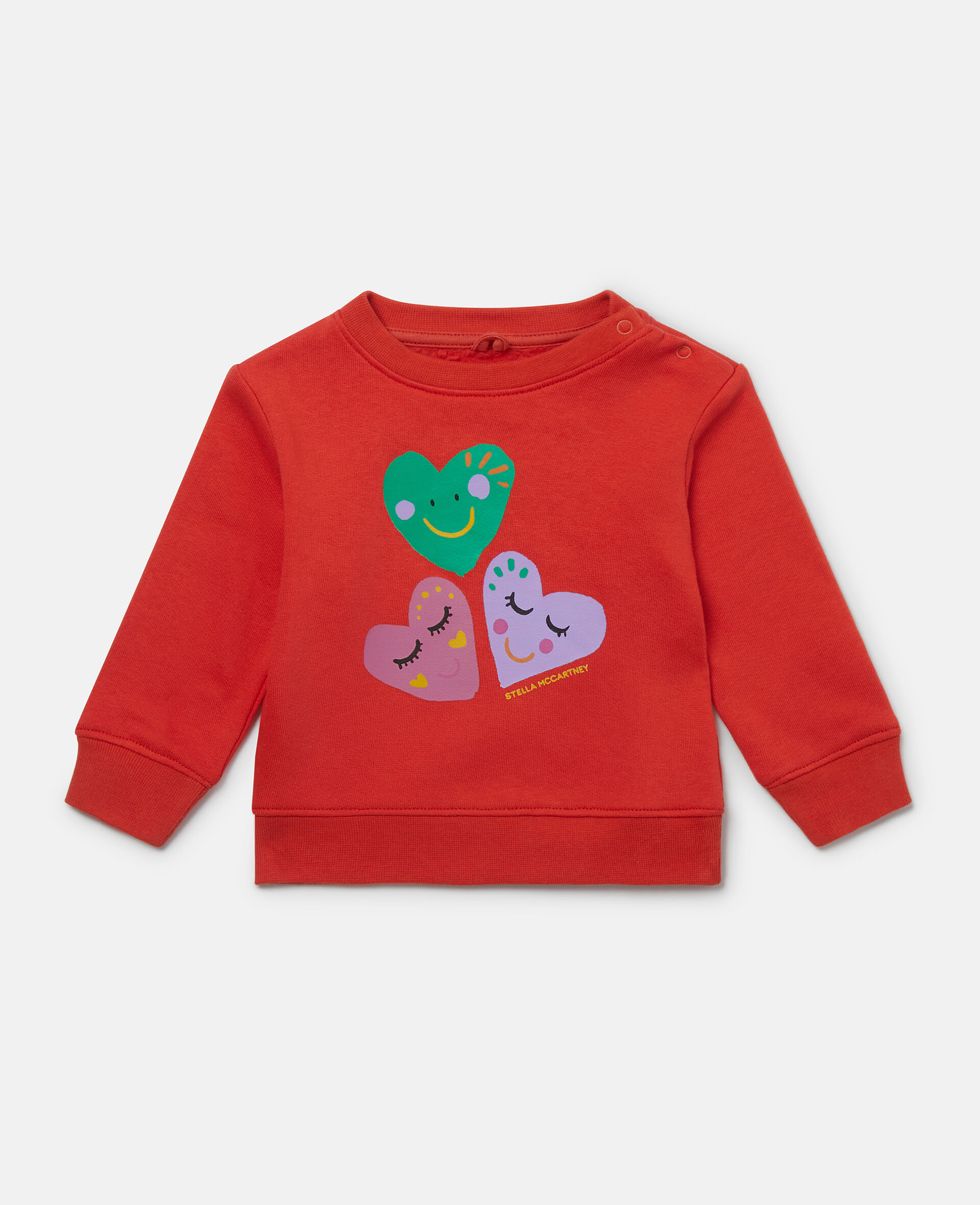 Smiling Heart Motif Sweatshirt-Red-large image number 0