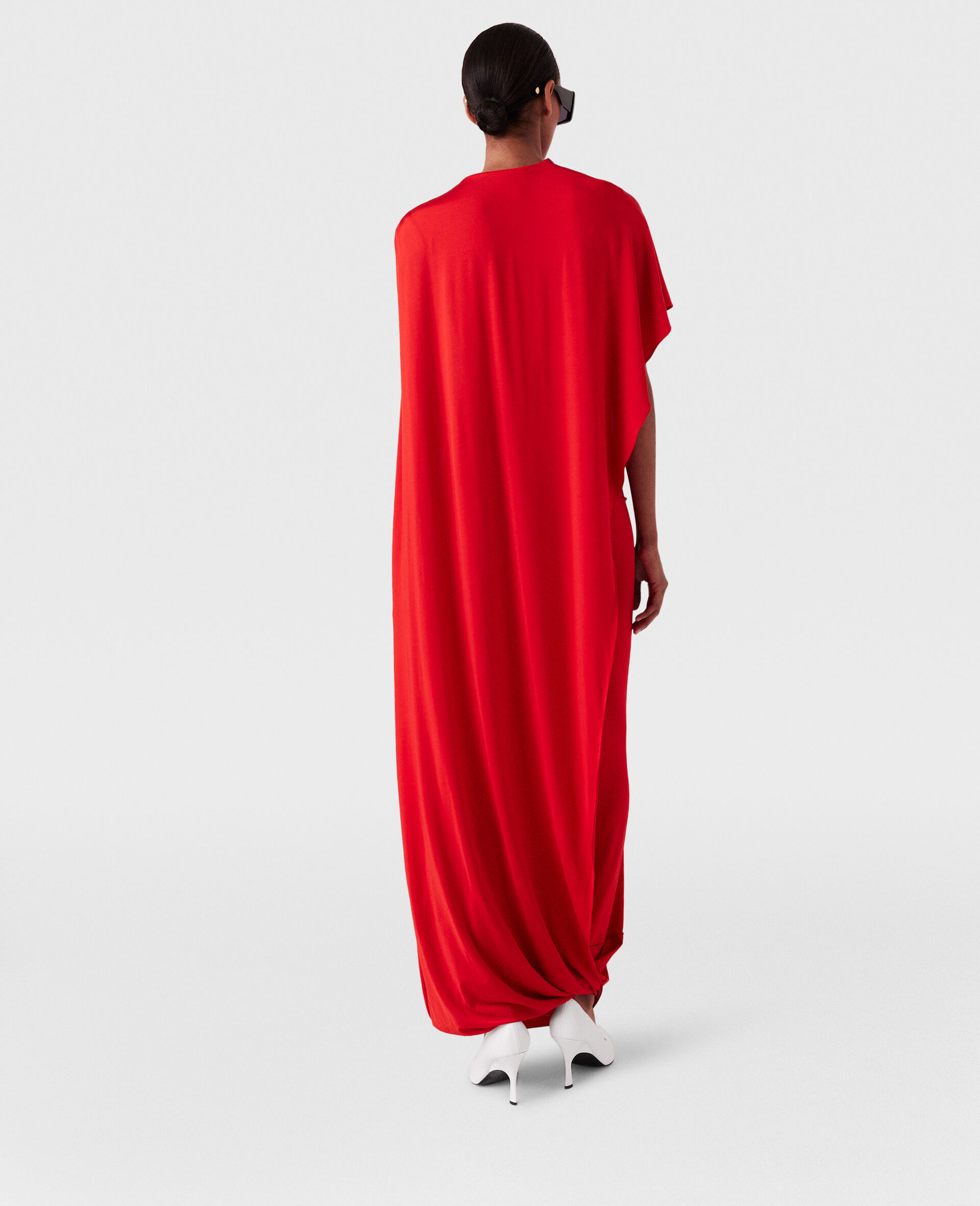 Asymmetric Cape Maxi Dress-Black-large image number 4