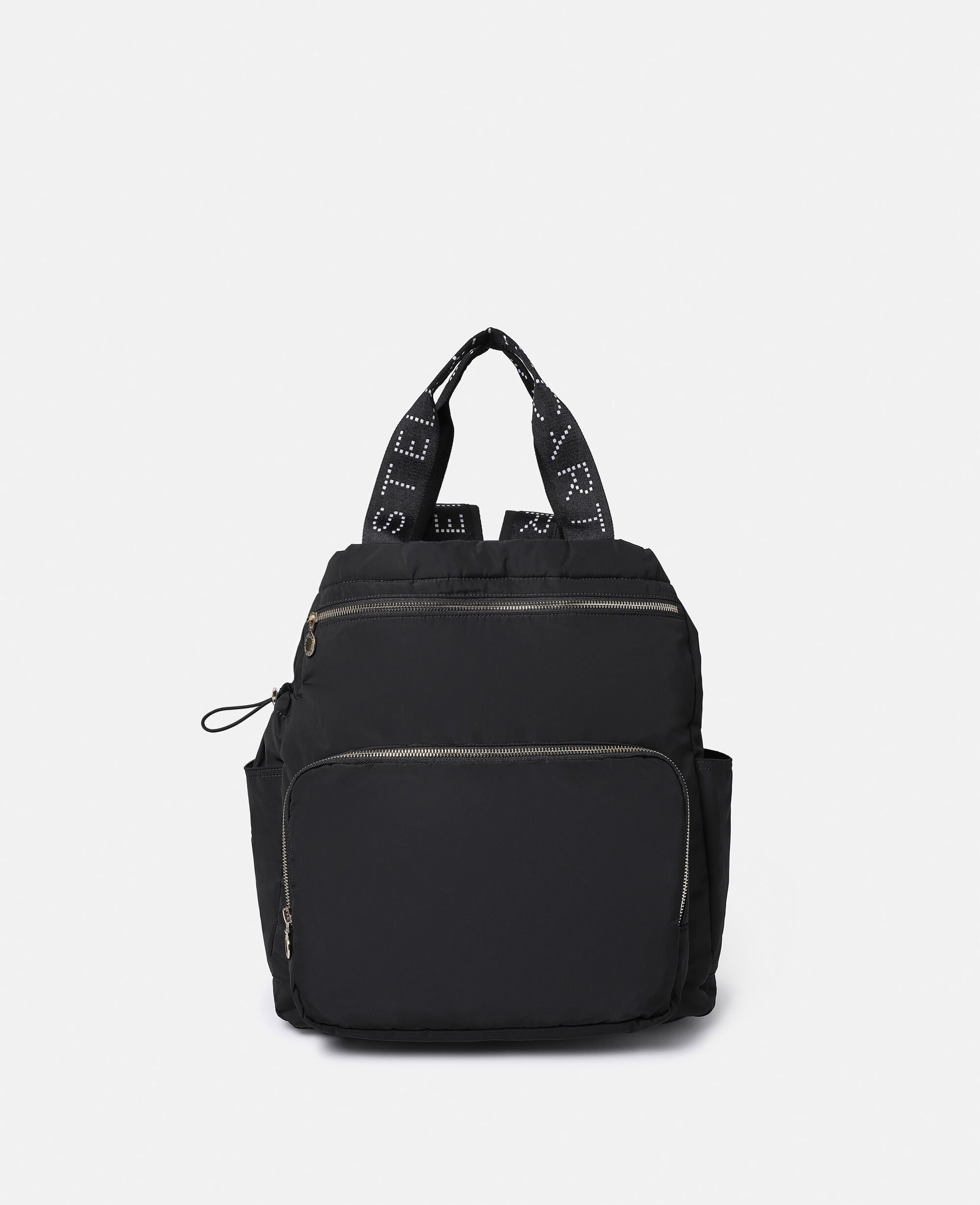 Women Black Logo Tape Backpack Changing Bag Stella McCartney AU