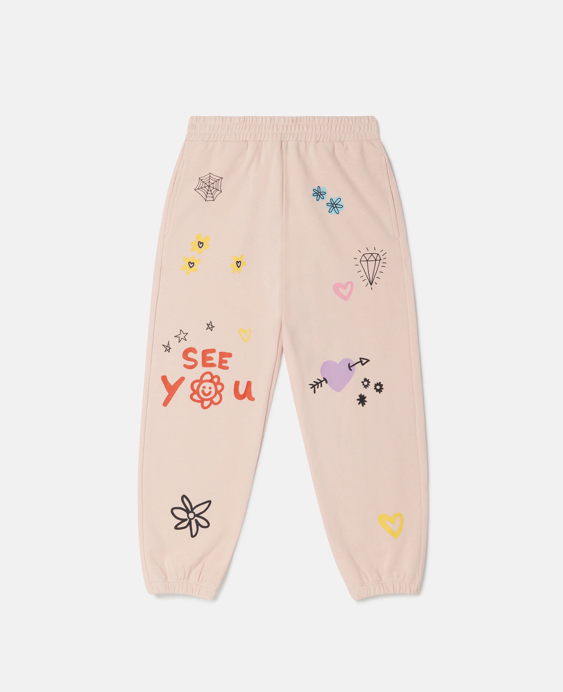 Pantalon de jogging a broderie gribouillis-Orange-large image number 0