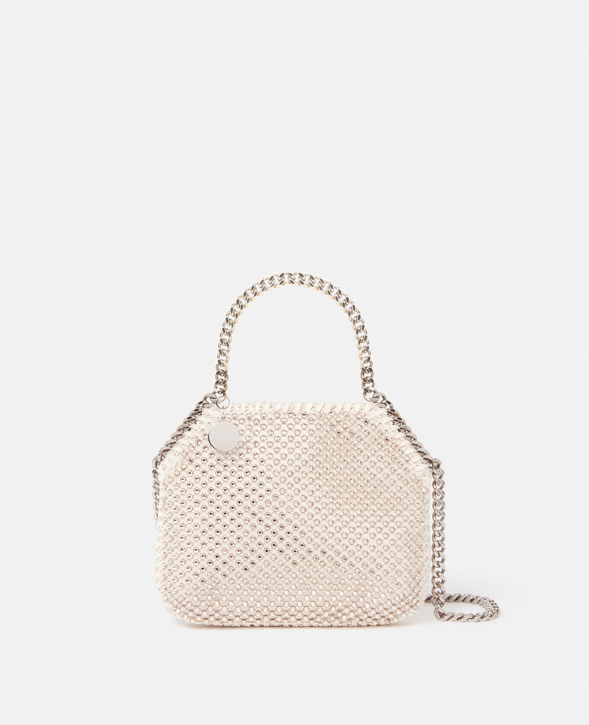 Mini sac cabas Falabella en maille de cristal-Blanc-medium
