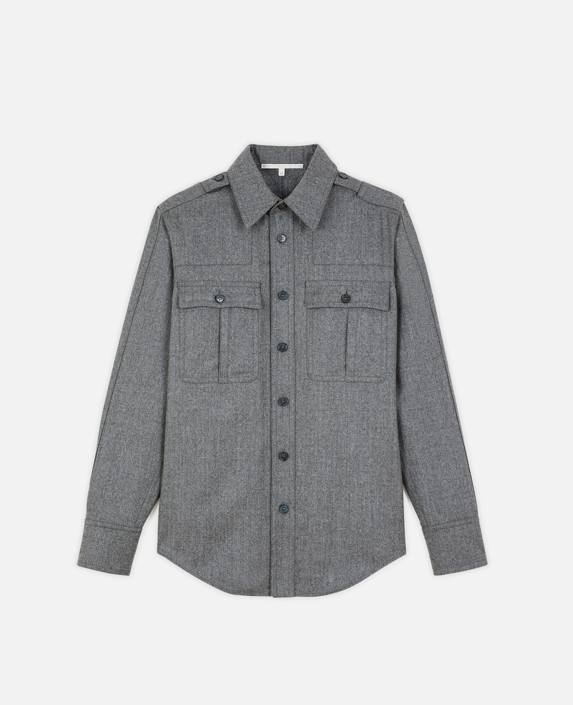 Wool Flannel Shirt-Gris-large