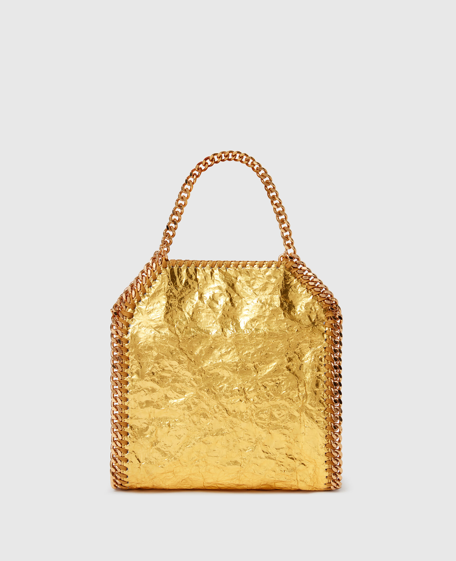 Crinkled Metallic Falabella Mini Tote Bag-Gold-large image number 3