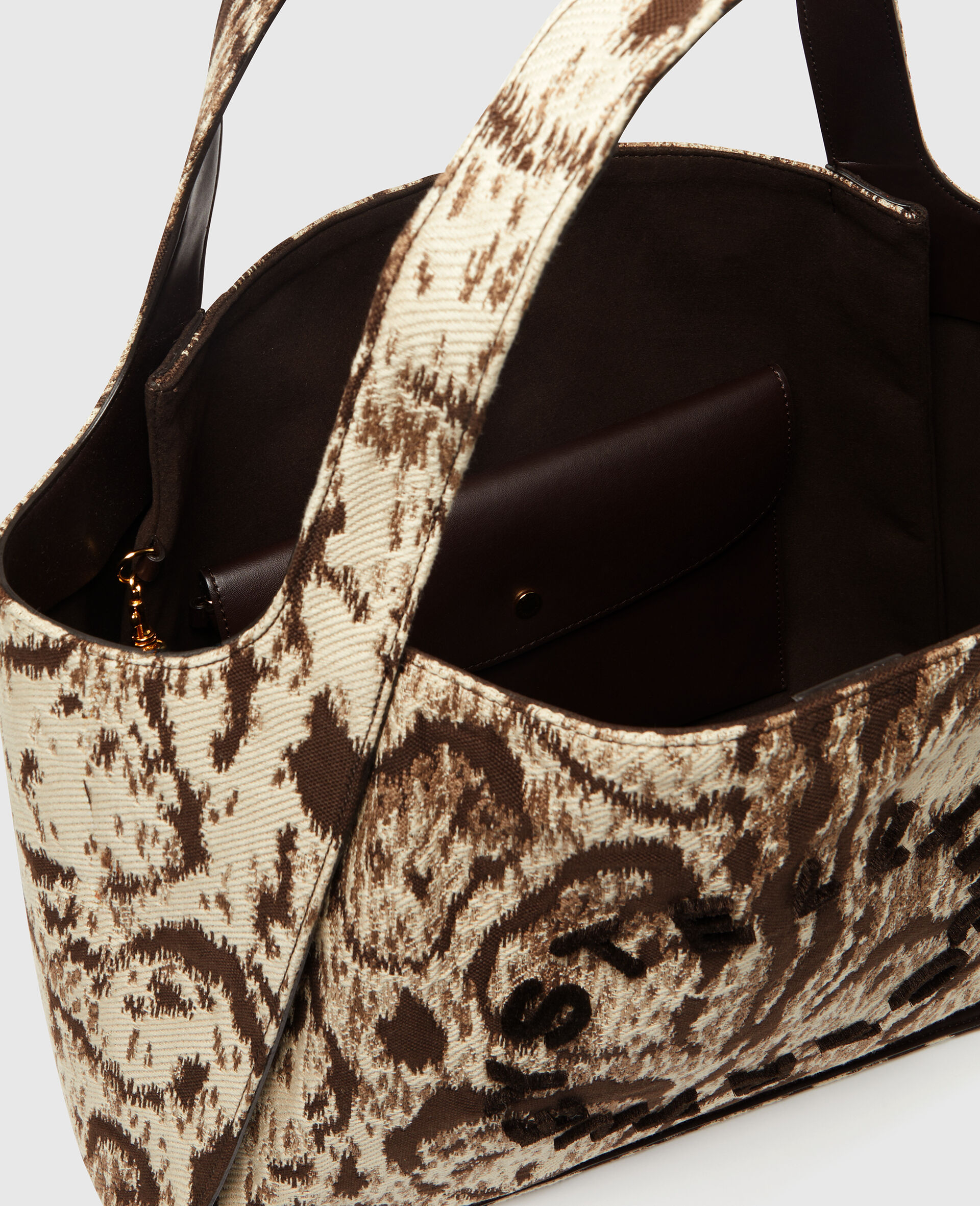 Gro&szlig;e Tote Bag mit Wolken-Leoparden-Print und Logo-Brown-large image number 3