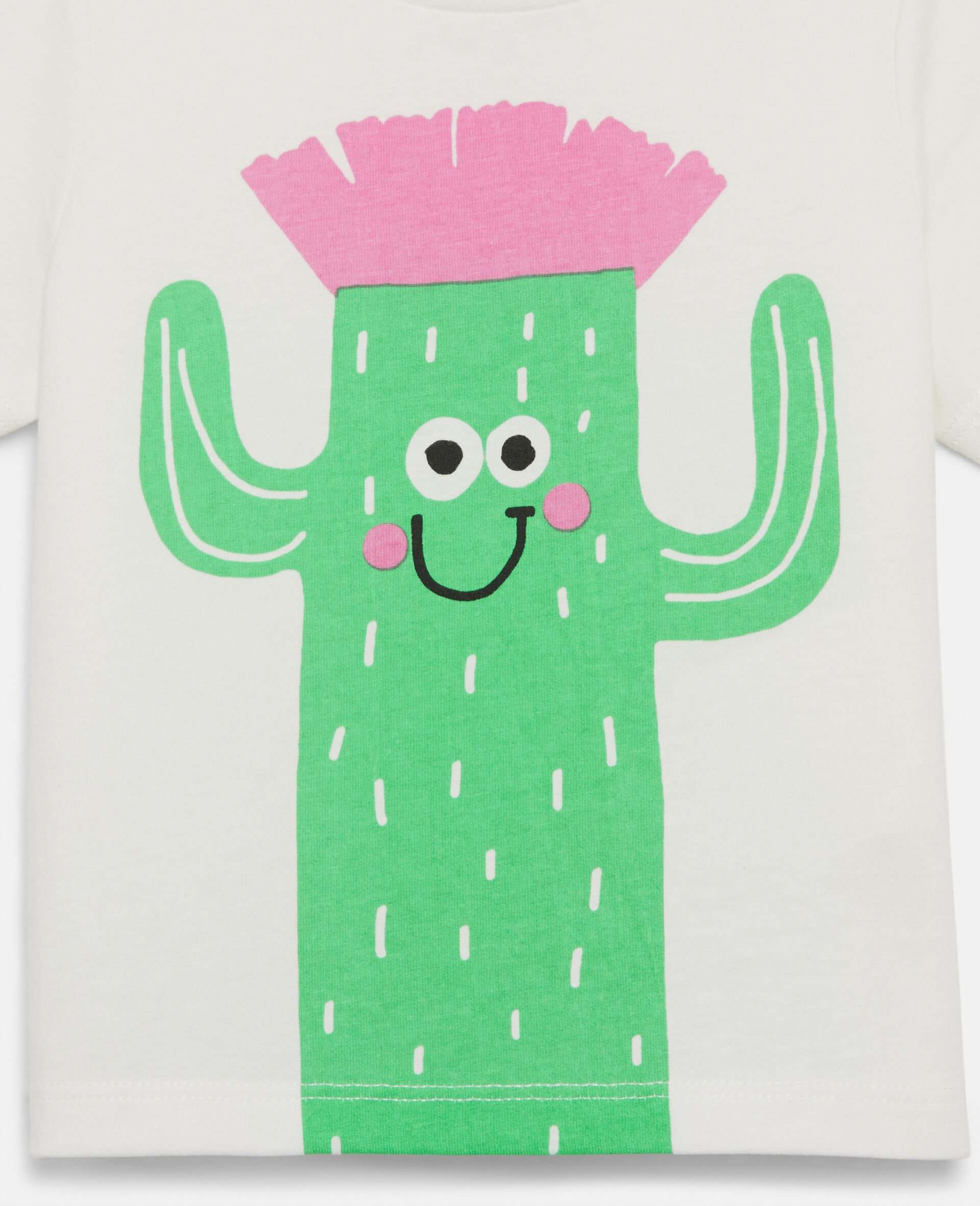 Cactus Print Cotton T-Shirt-White-large image number 1