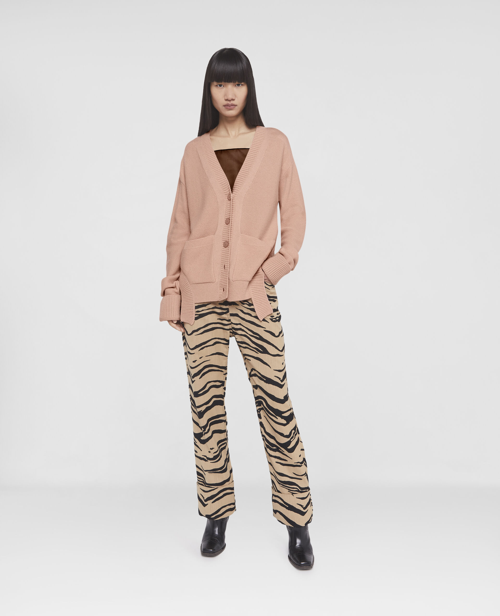 S-Wave Regenerated Cashmere Cardigan-Pink-large image number 1