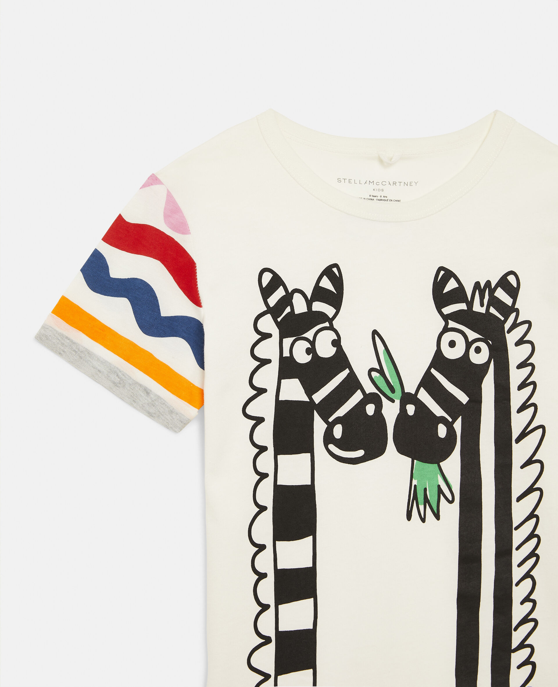 Zebra Print Cotton T-Shirt-White-large image number 1