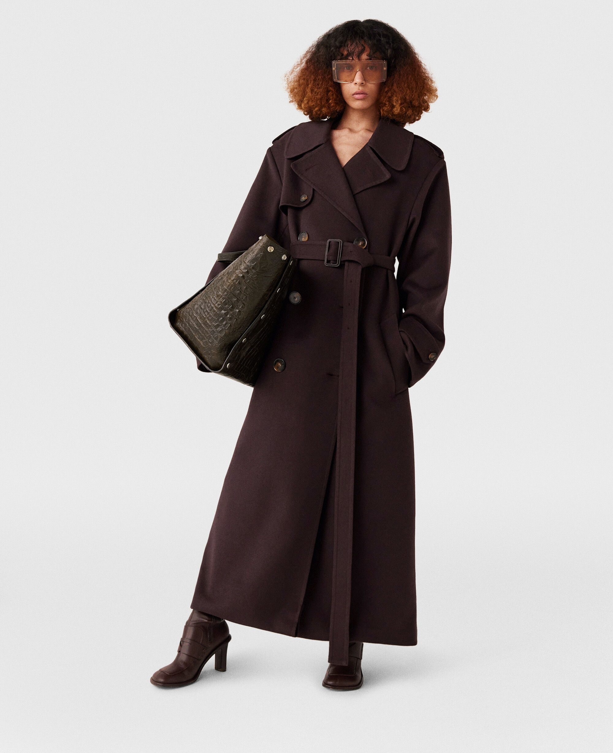 ステラマッカートニー　 Luke Belted Trench Coat Women Chocolate brown Double-Faced Belted Trench Coat