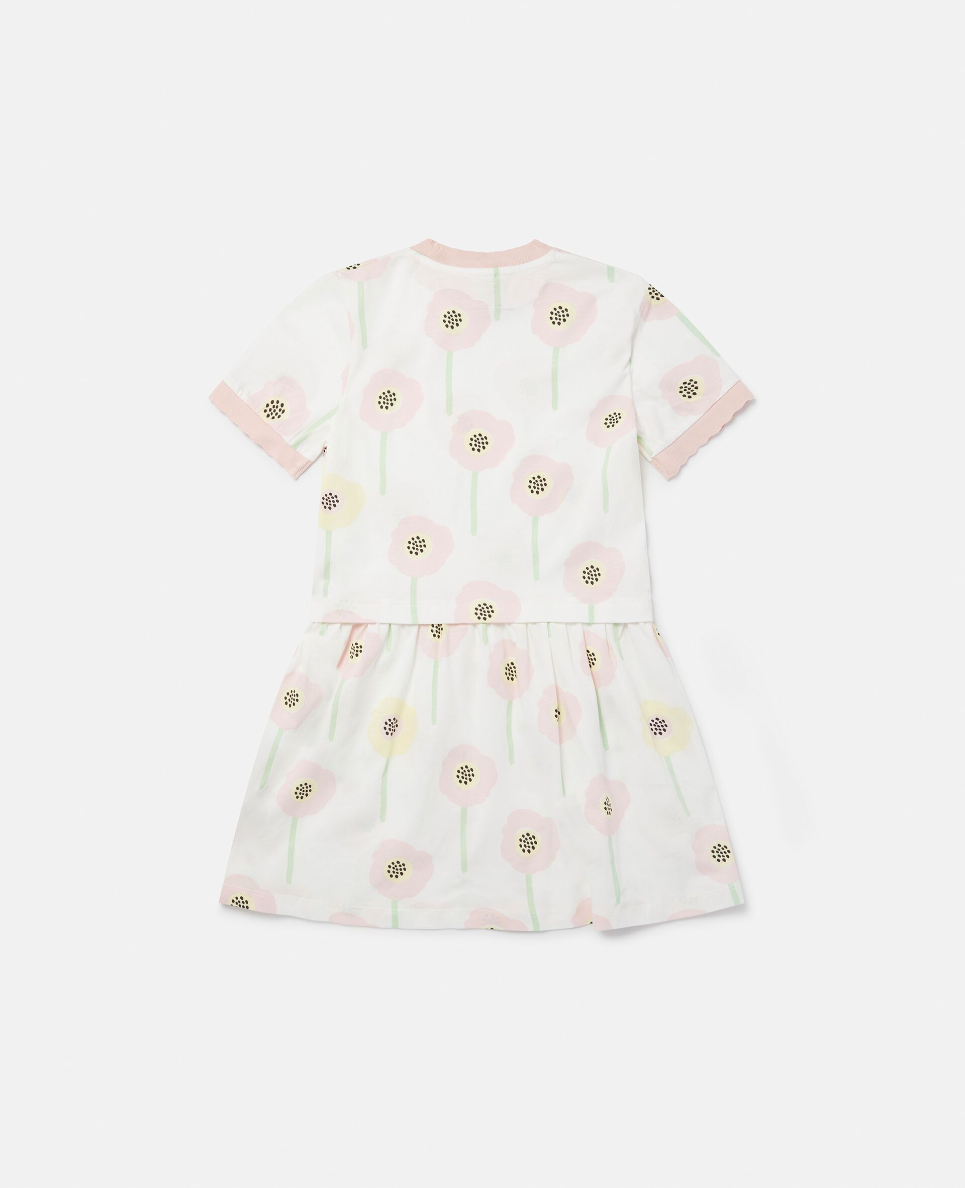 Graphic Flower Print Jersey Dress-White-large image number 2
