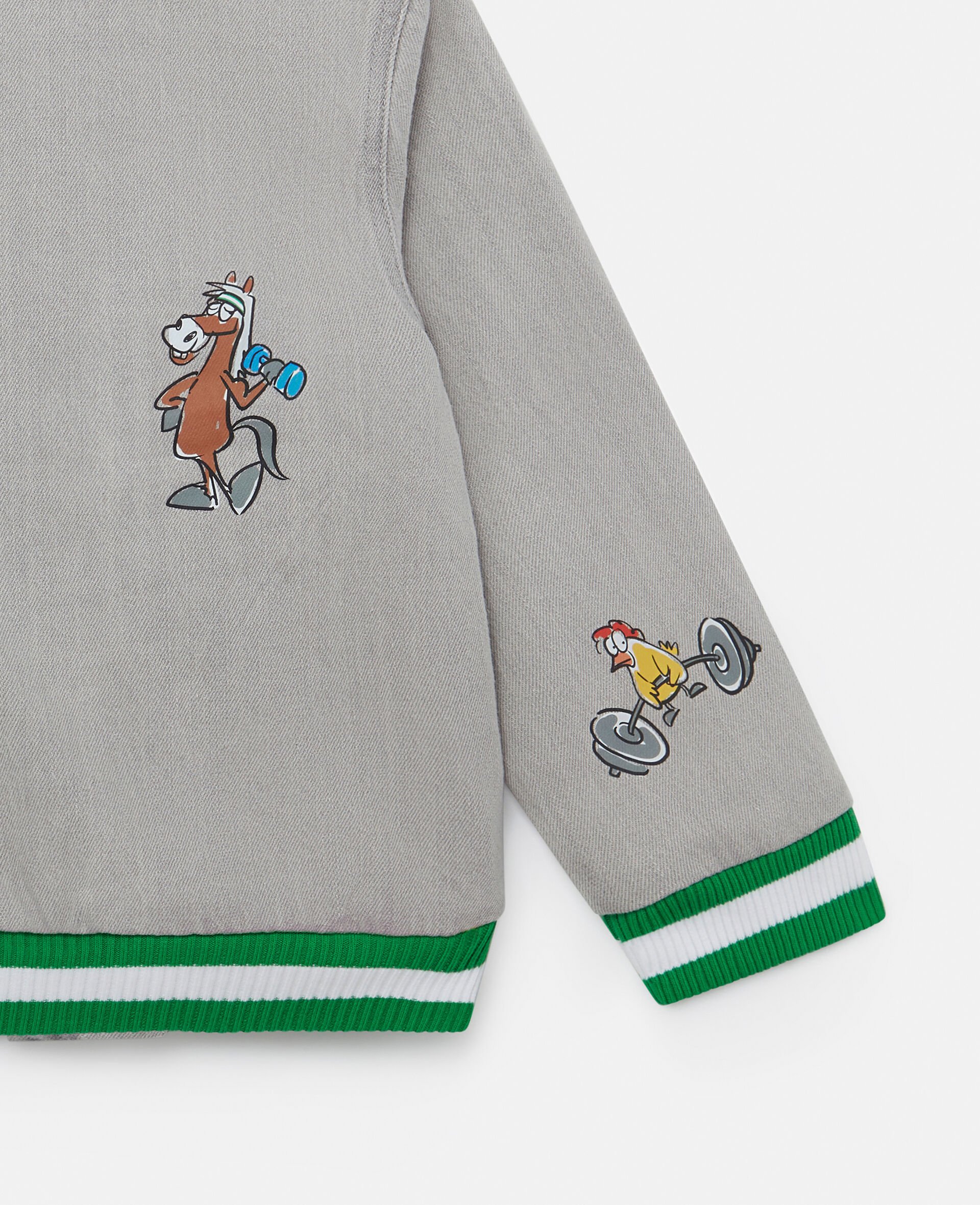 Farmyard Appliqué Bomber Jacket -Grey-large Farmyard Appliqué Bomber Jacket -Grey-large image number 3