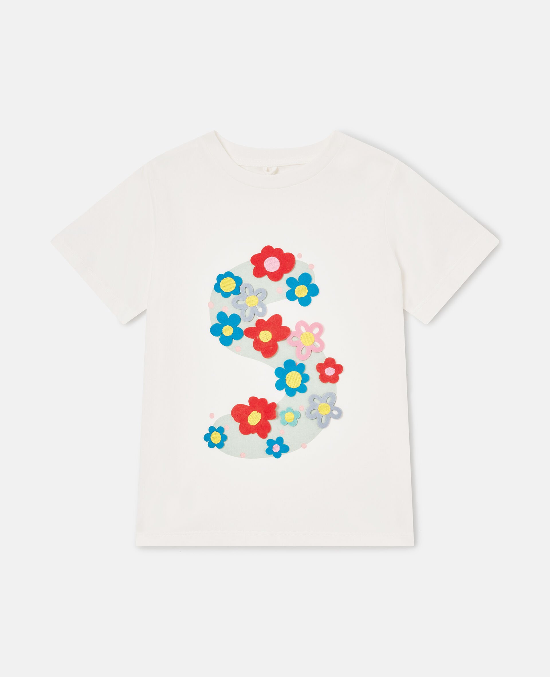 Floral S Graphic T-Shirt -White-medium