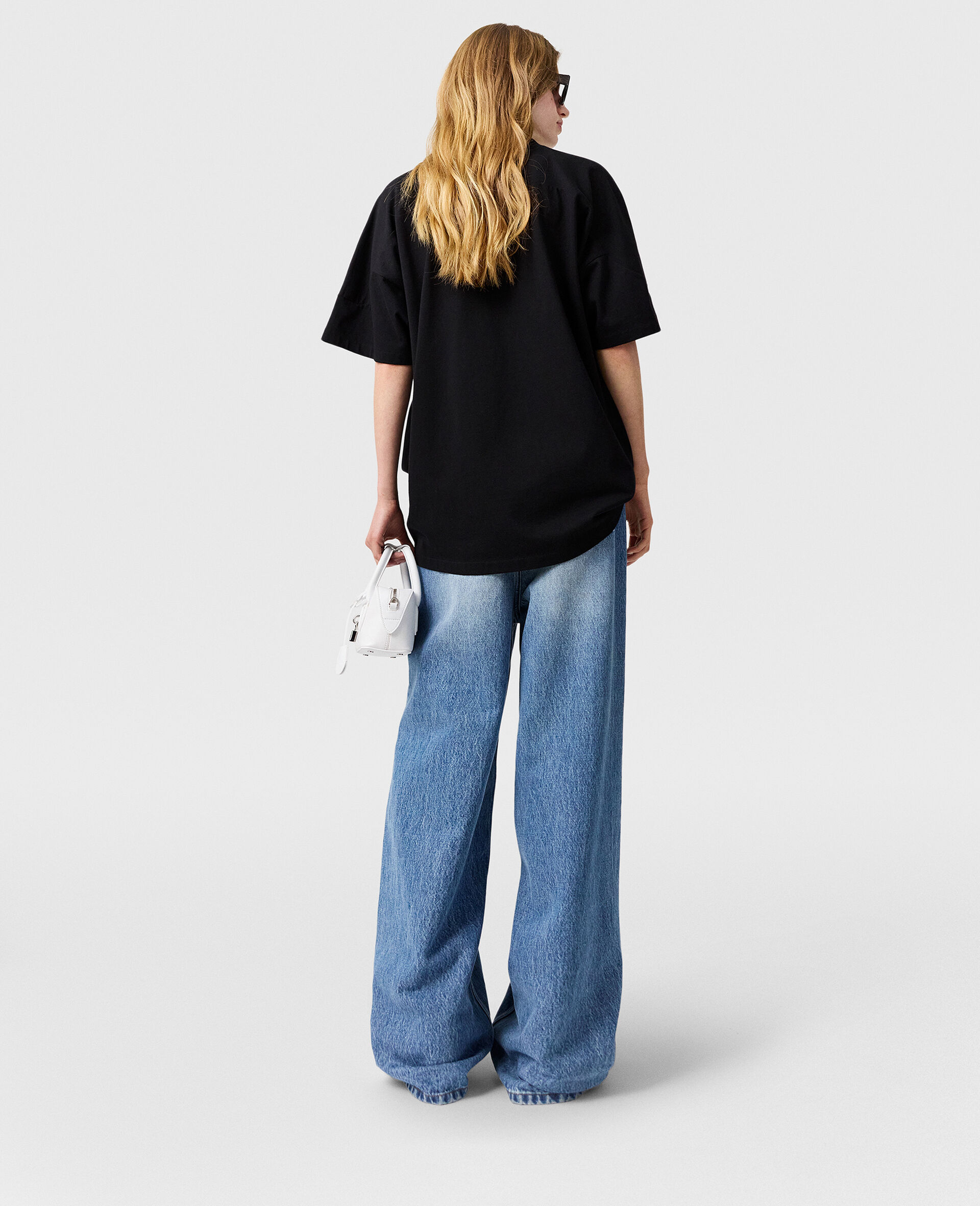 Faded Wide-Leg High-Rise Denim  Jeans-Blue-large image number 4