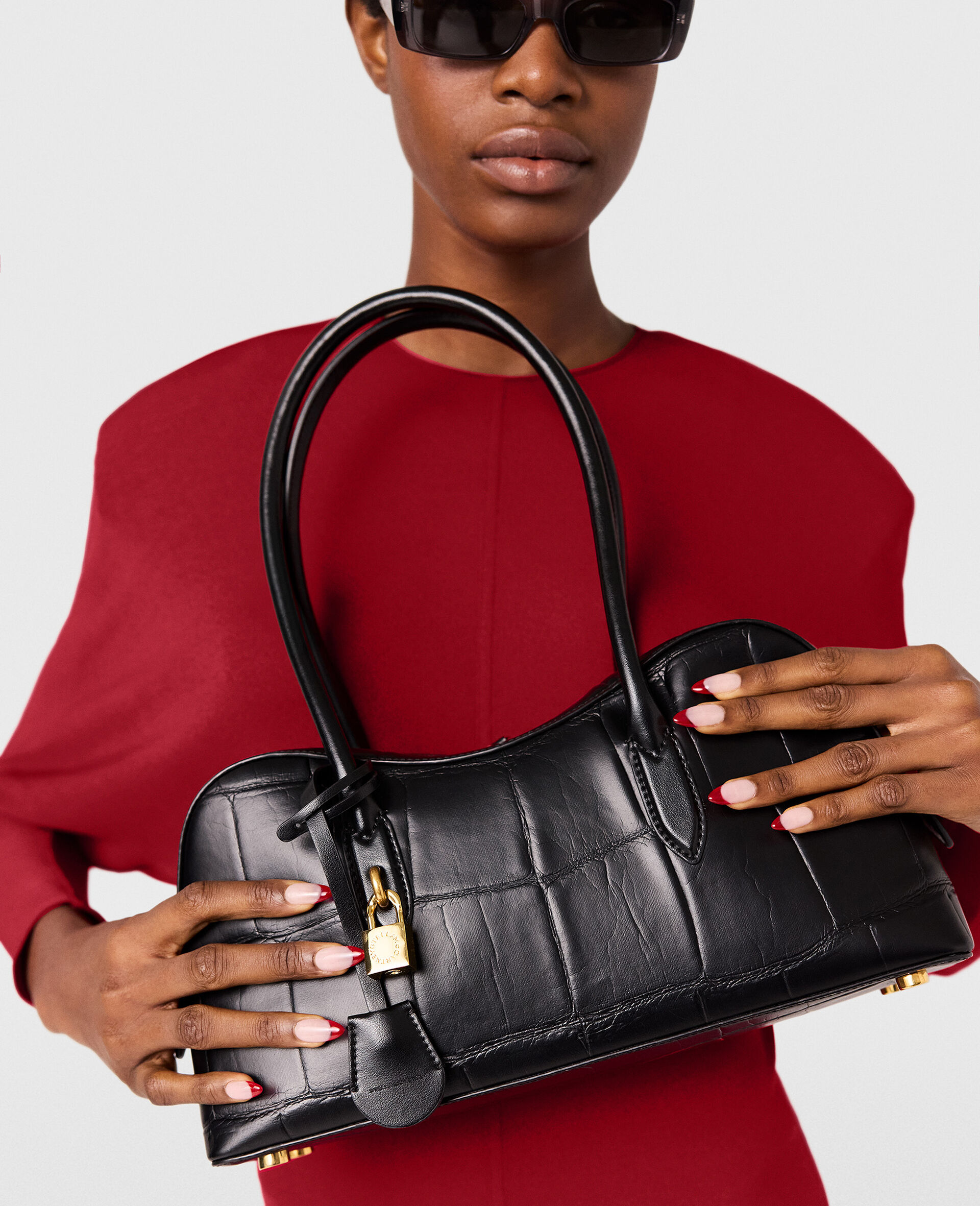 Lang&auml;rmeliges Midikleid mit Handschuhen-Rot-large image number 5