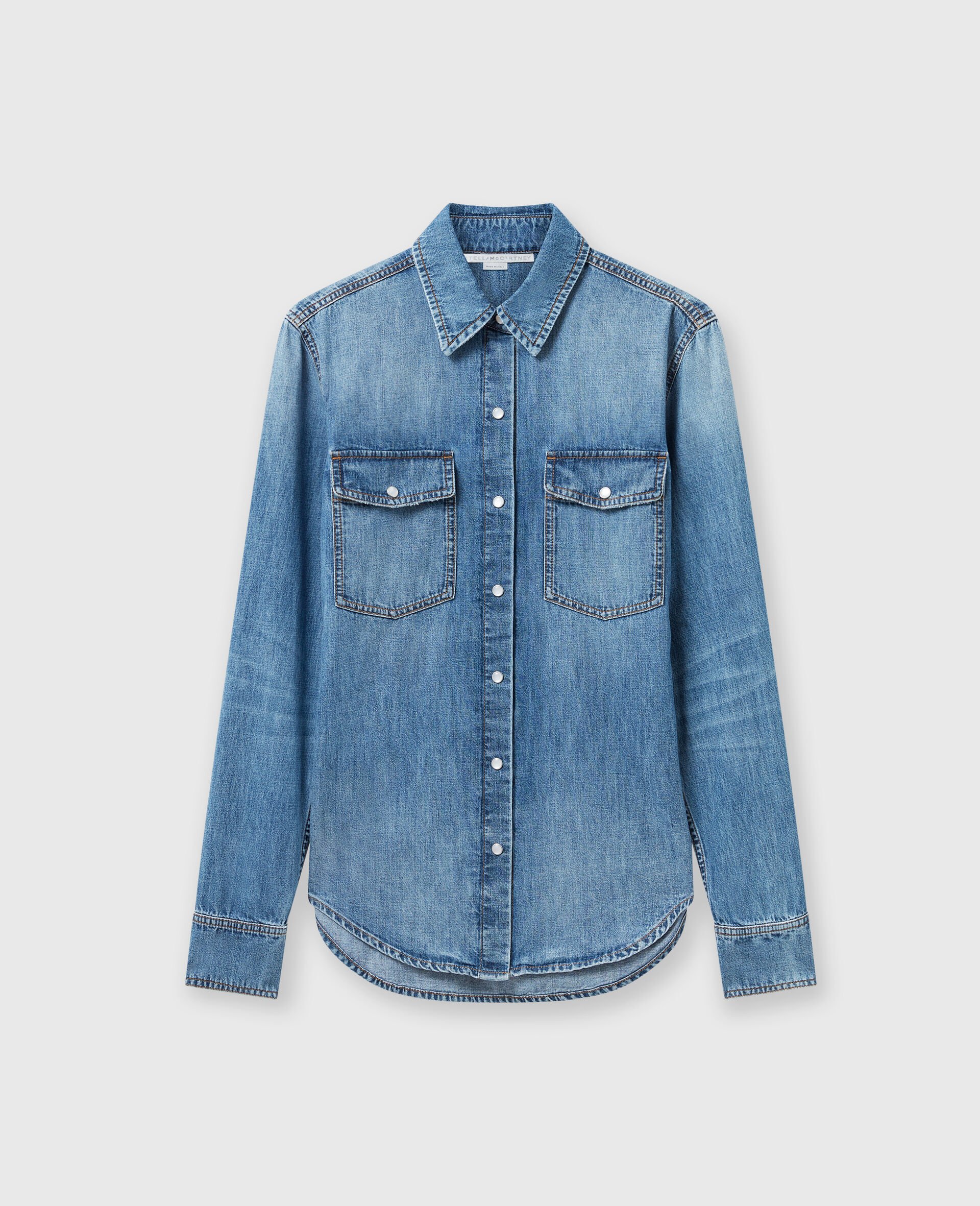 Vintage Wash Denim Shirt-Blue-large Vintage Wash Denim Shirt-Blue-large image number 0