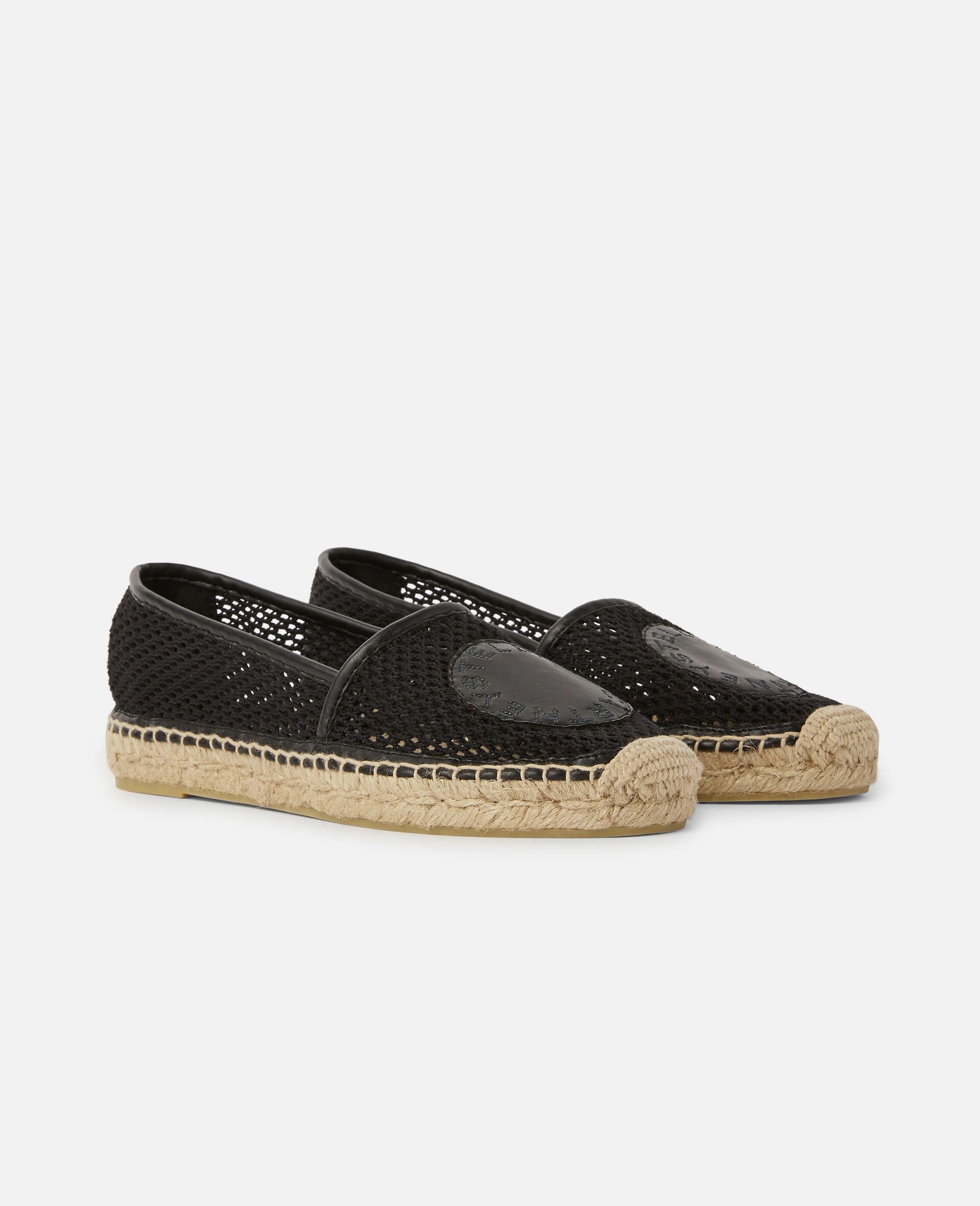 Selene Woven Mesh Logo Espadrilles -Black-large image number 1