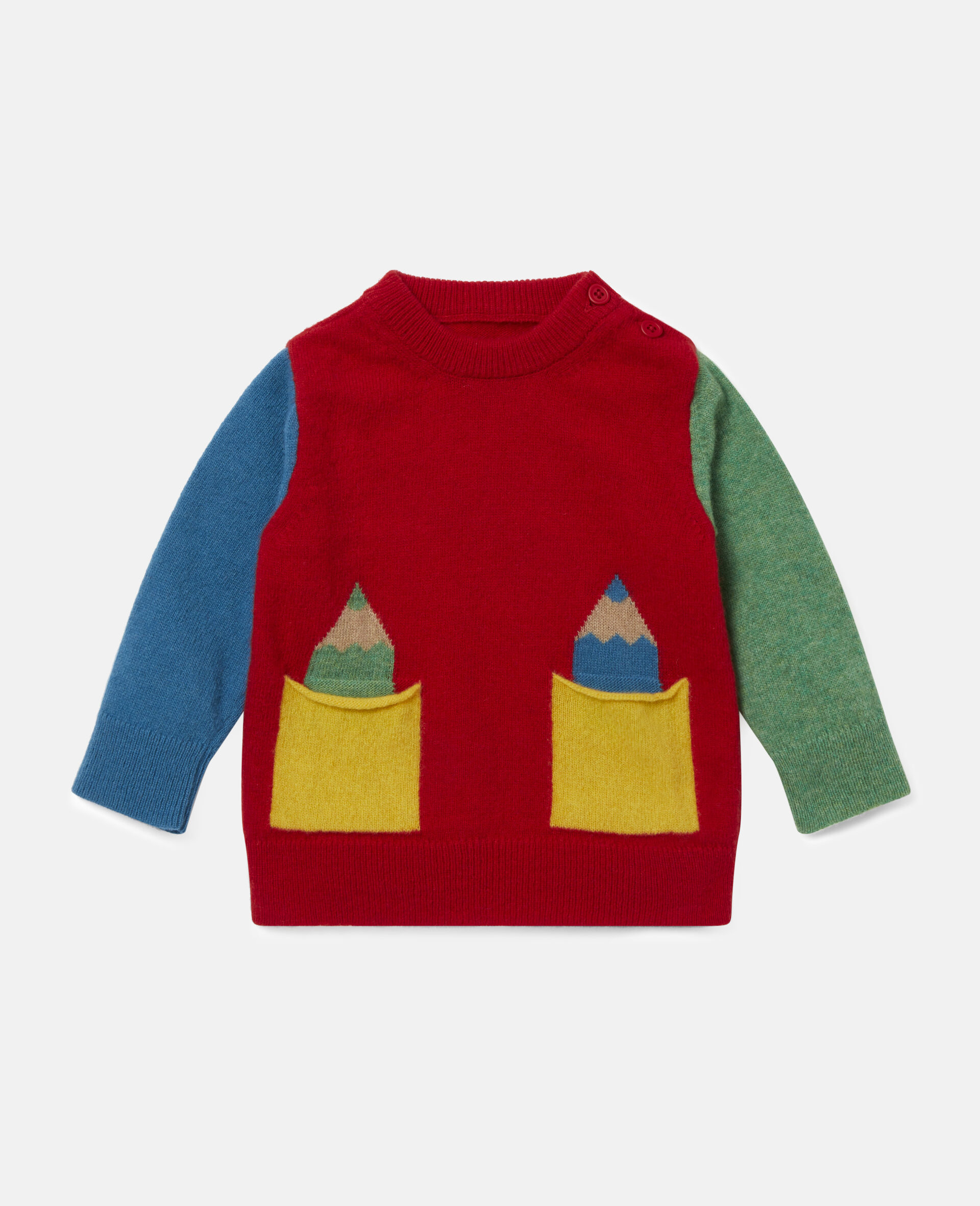 Colorblock Knit Intarsia Sweater-Multicolour-large