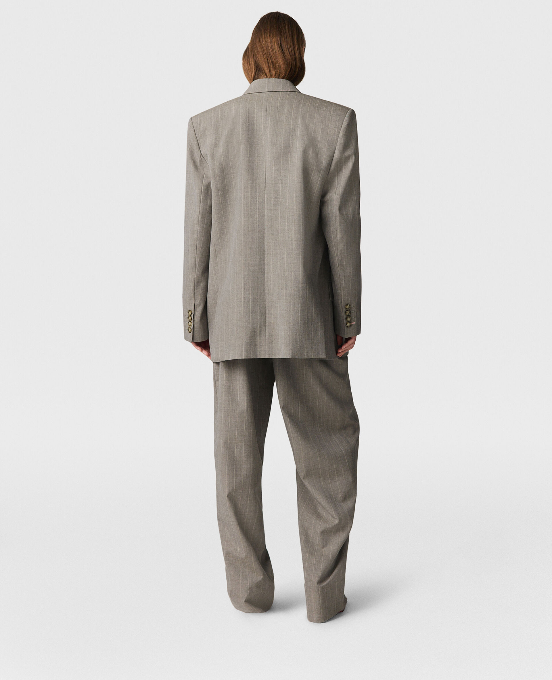 Oversized Double-Breasted Blazer-Grey-large image number 4