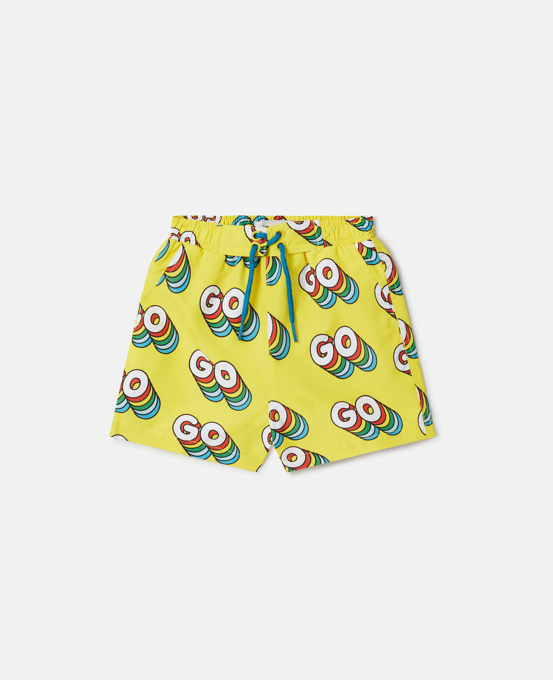 'GO' Print Swim Shorts-Multicolour-large image number 0