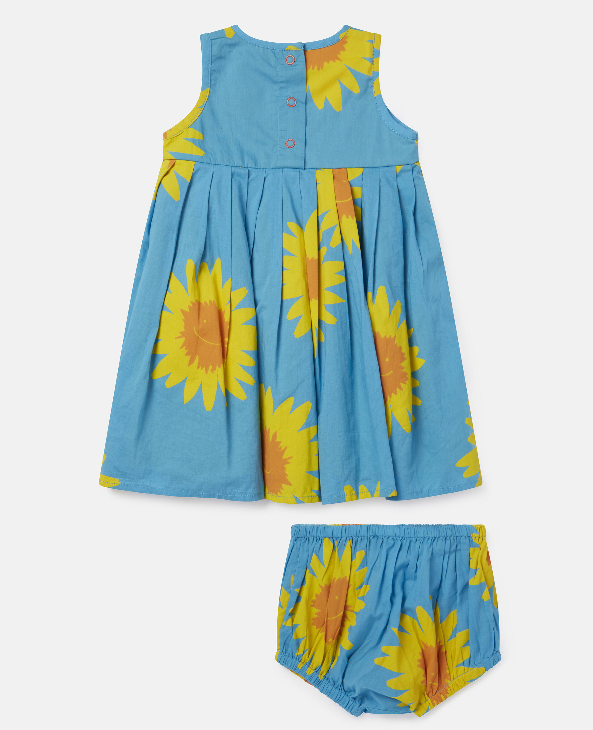 Sunflower Print Cotton Dress-Blue-large image number 2