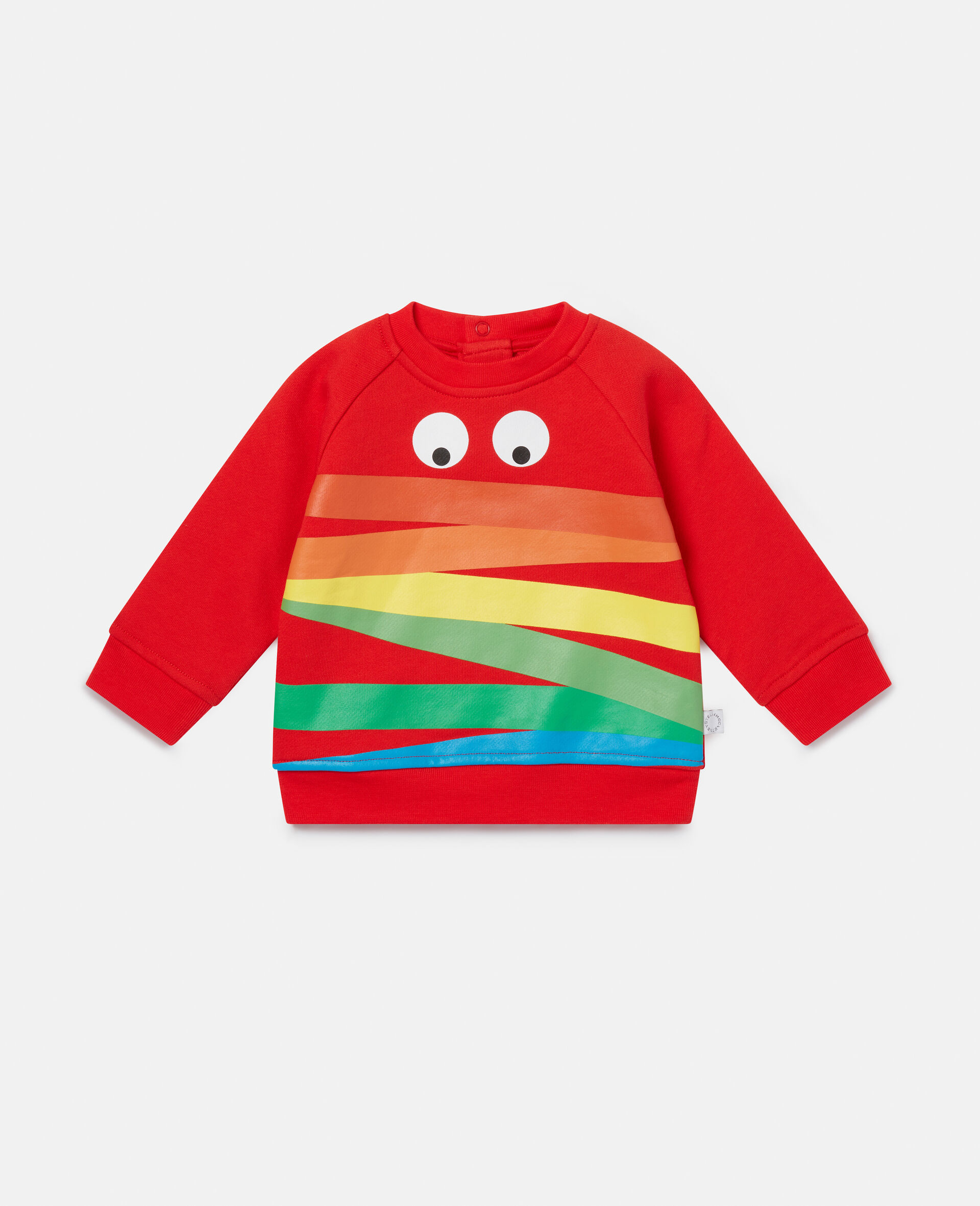 Rainbow Face Print Fleece Sweatshirt-Red-large image number 0