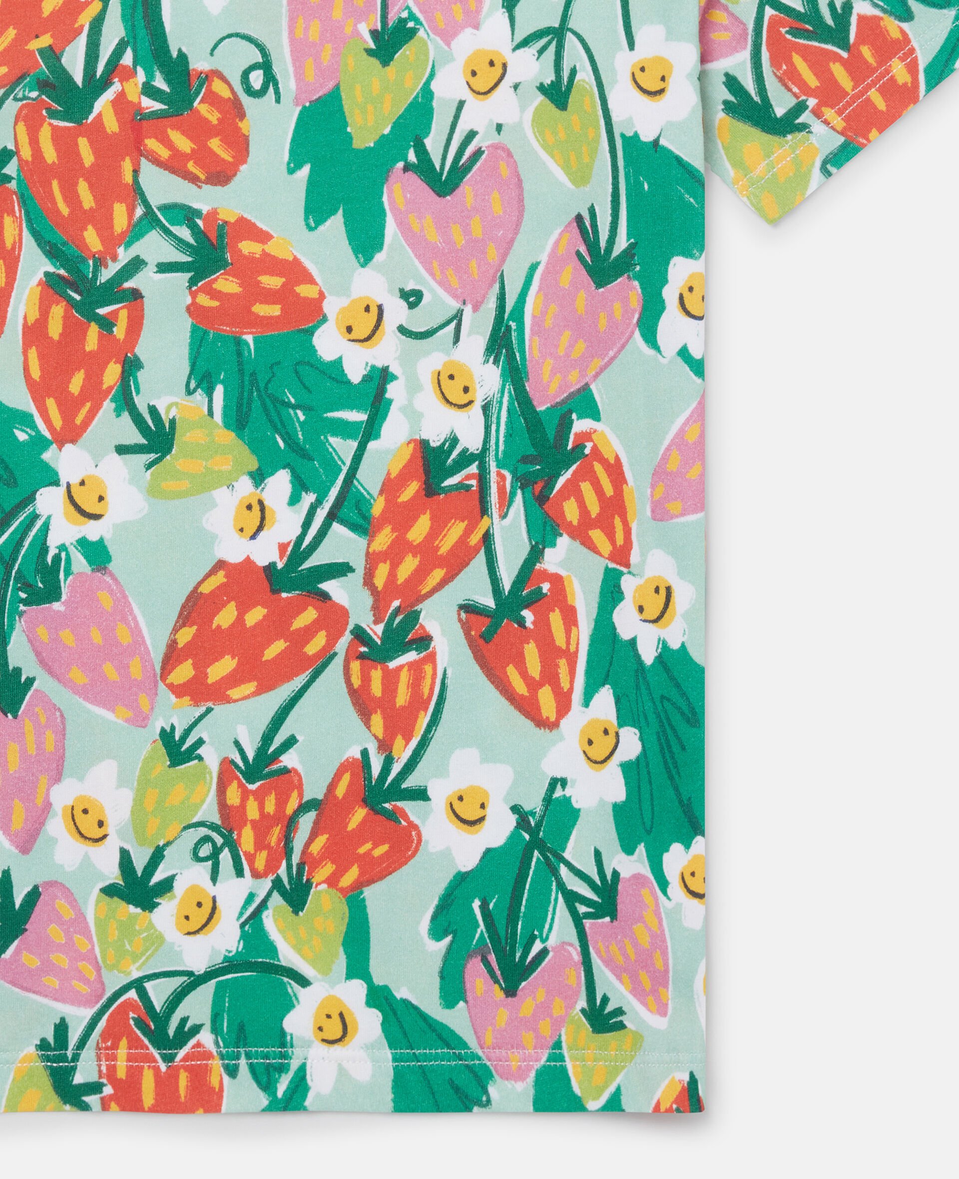 Strawberry Print T-Shirt-Green-large Strawberry Print T-Shirt-Green-large image number 1
