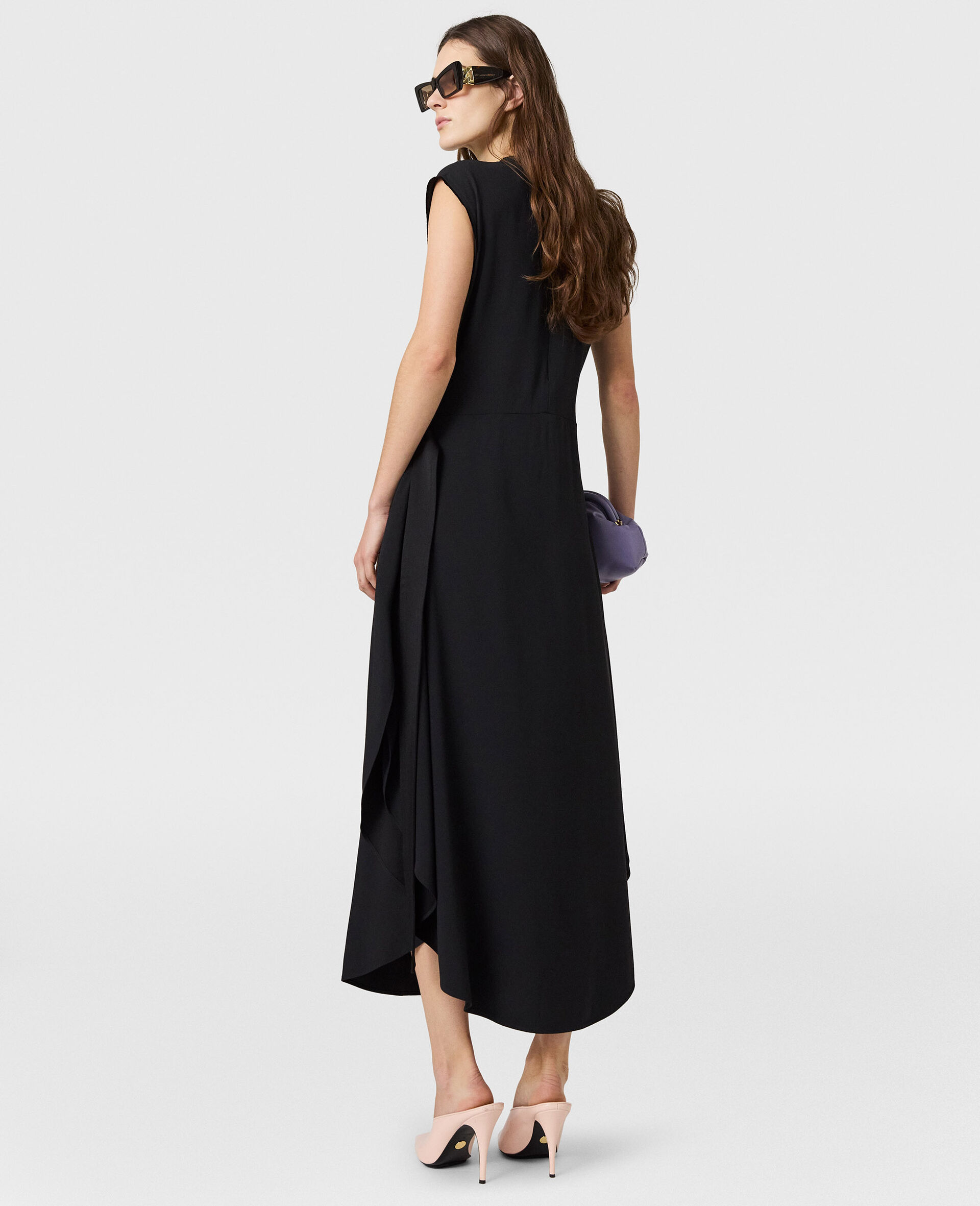 Envers Satin Long Shift Dress-Black-large image number 3