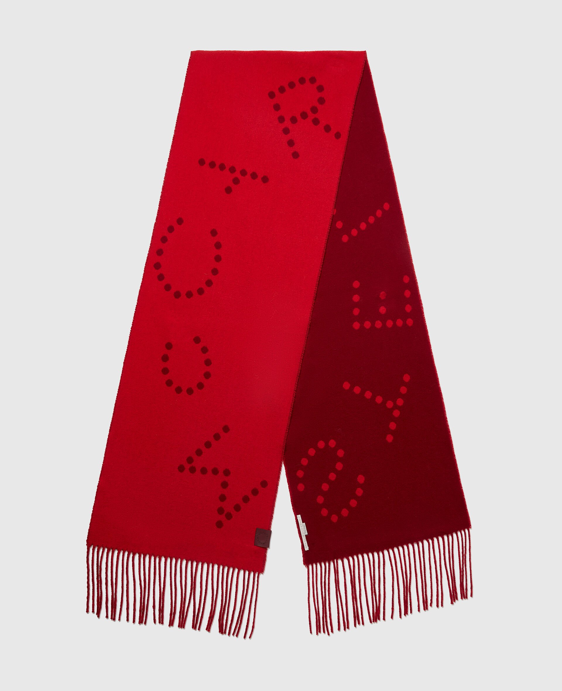 Logo Fringe Scarf-Red-medium