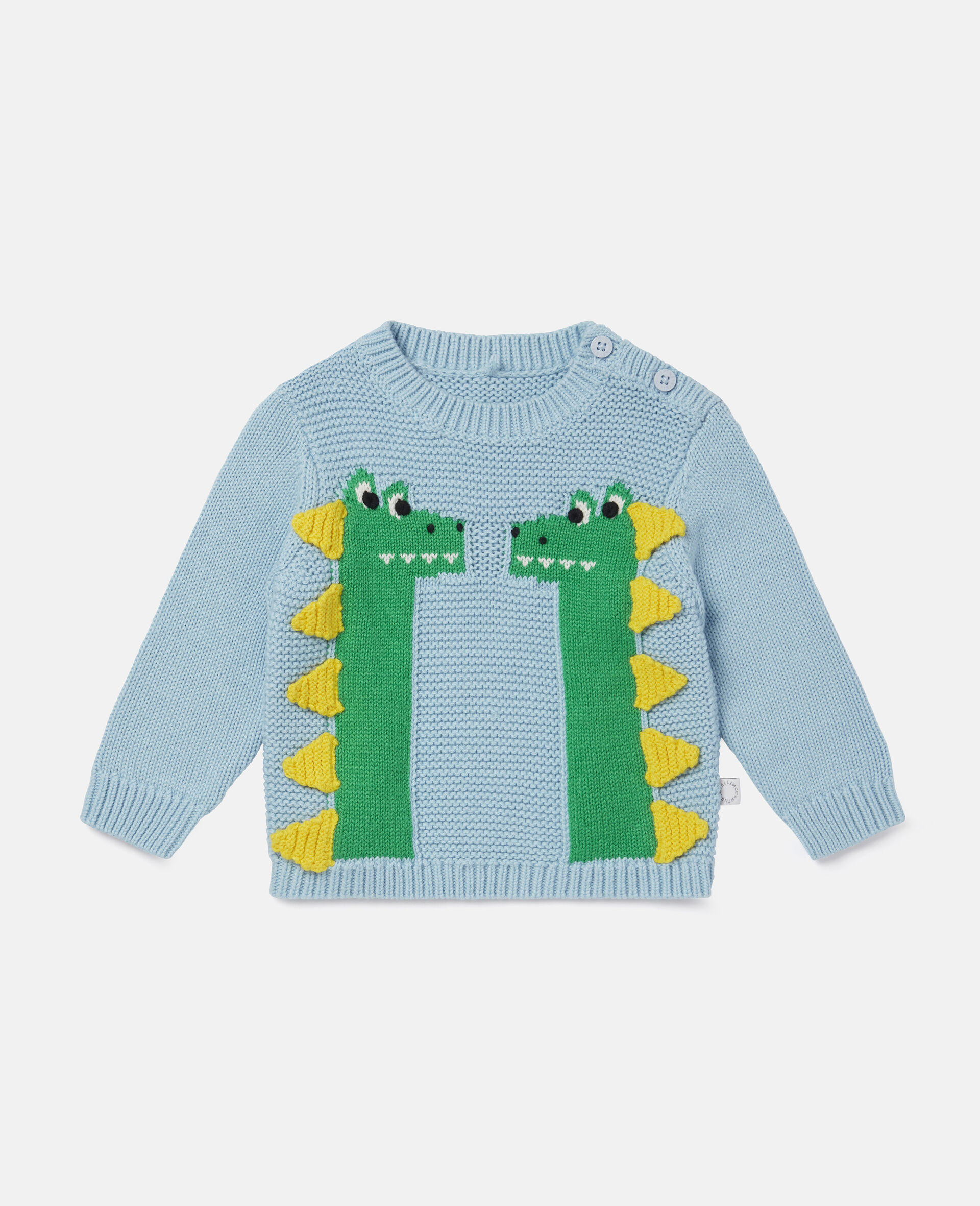 Crocodile Intarsia Spike Knit Sweater-Blue-large image number 0