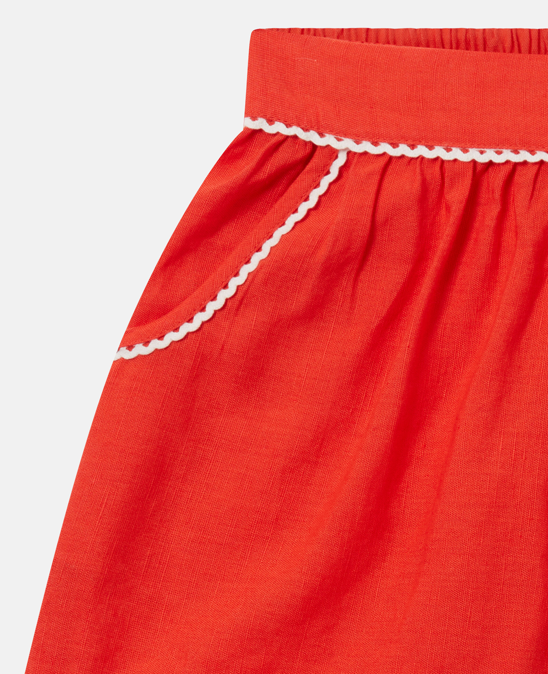 Scallop Trim Shorts-Red-medium