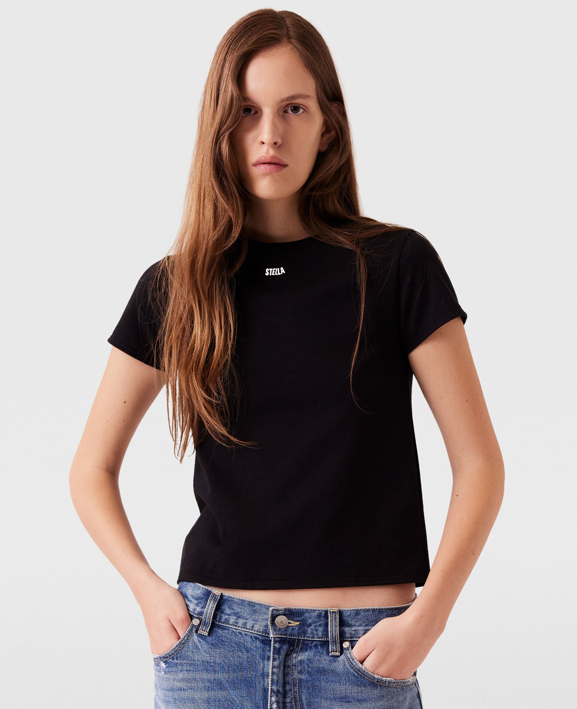 T-Shirt mit Logo-Charm-Schwarz-medium