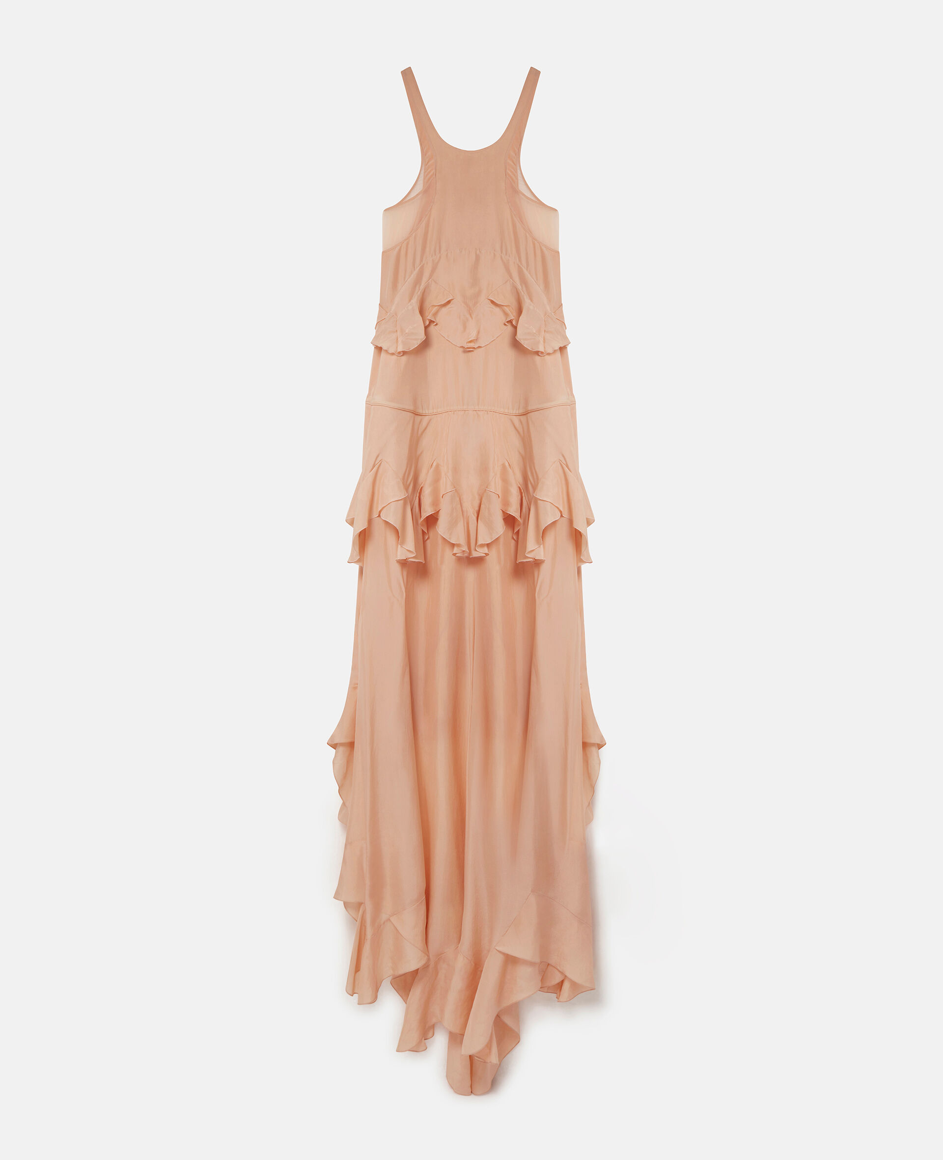 Sleeveless Tiered Silk Maxi Dress-Orange-medium